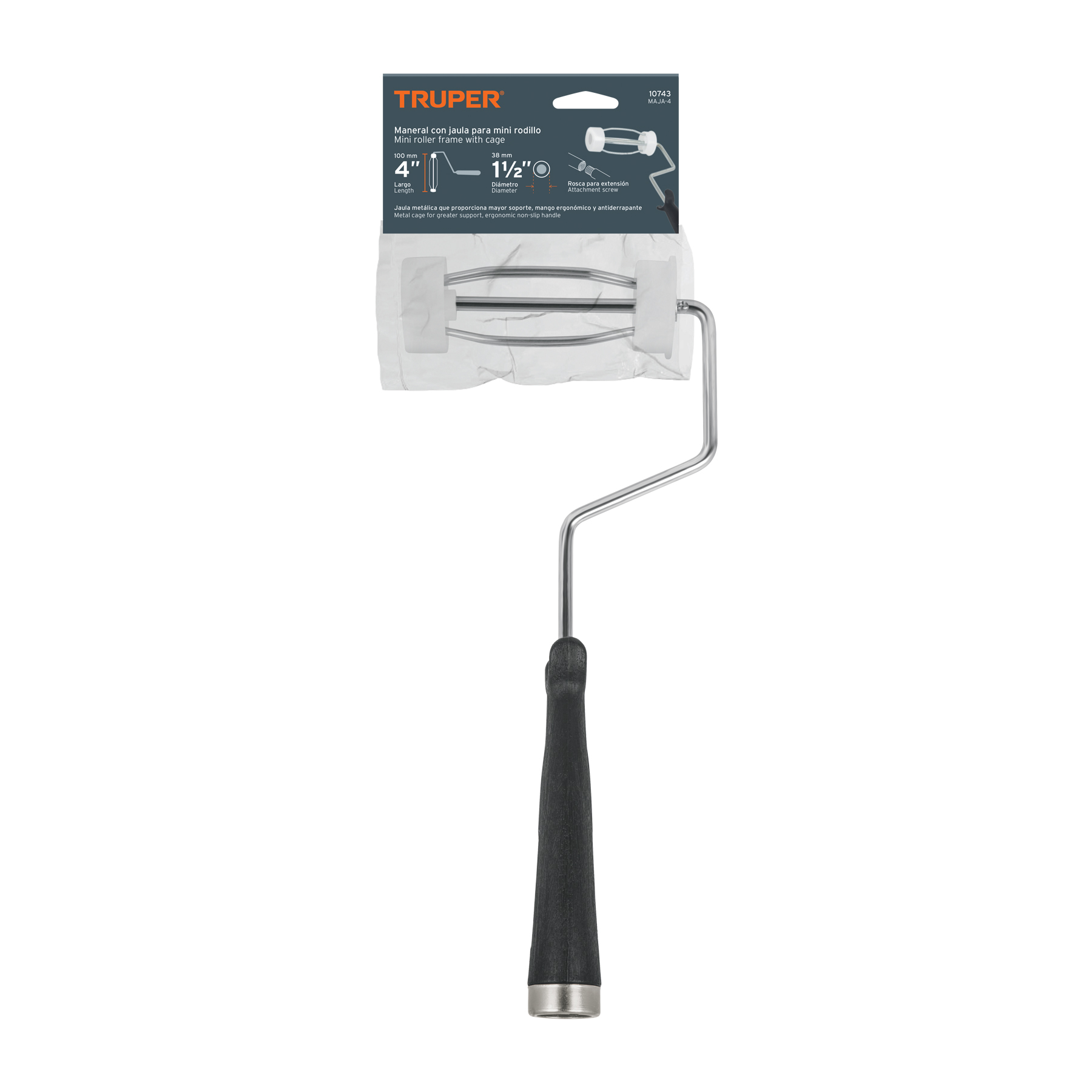 Maneral de 4" con jaula para rodillo, TRUPER TRUPER