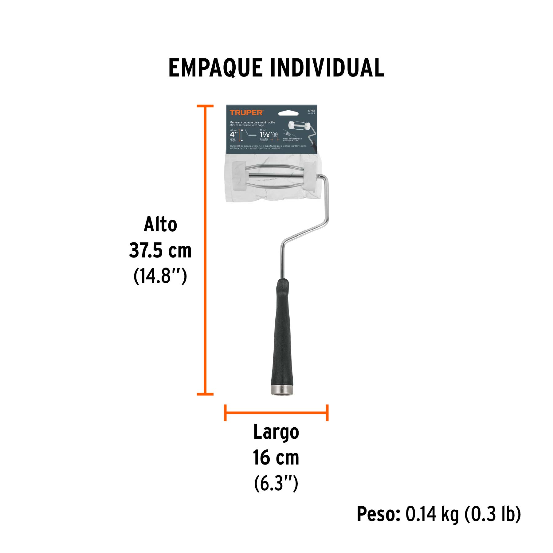 Maneral de 4" con jaula para rodillo, TRUPER TRUPER