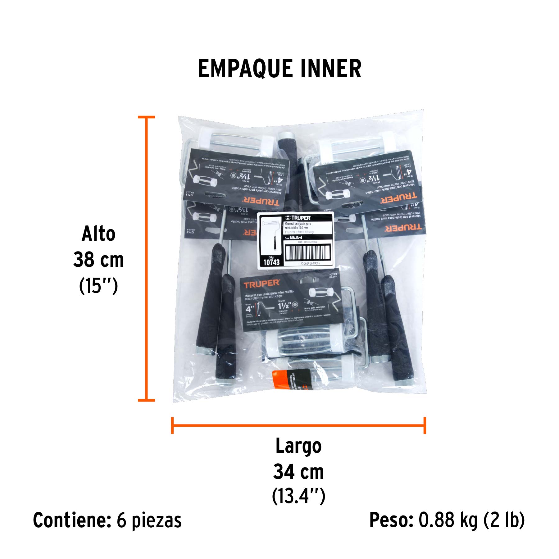 Maneral de 4" con jaula para rodillo, TRUPER TRUPER