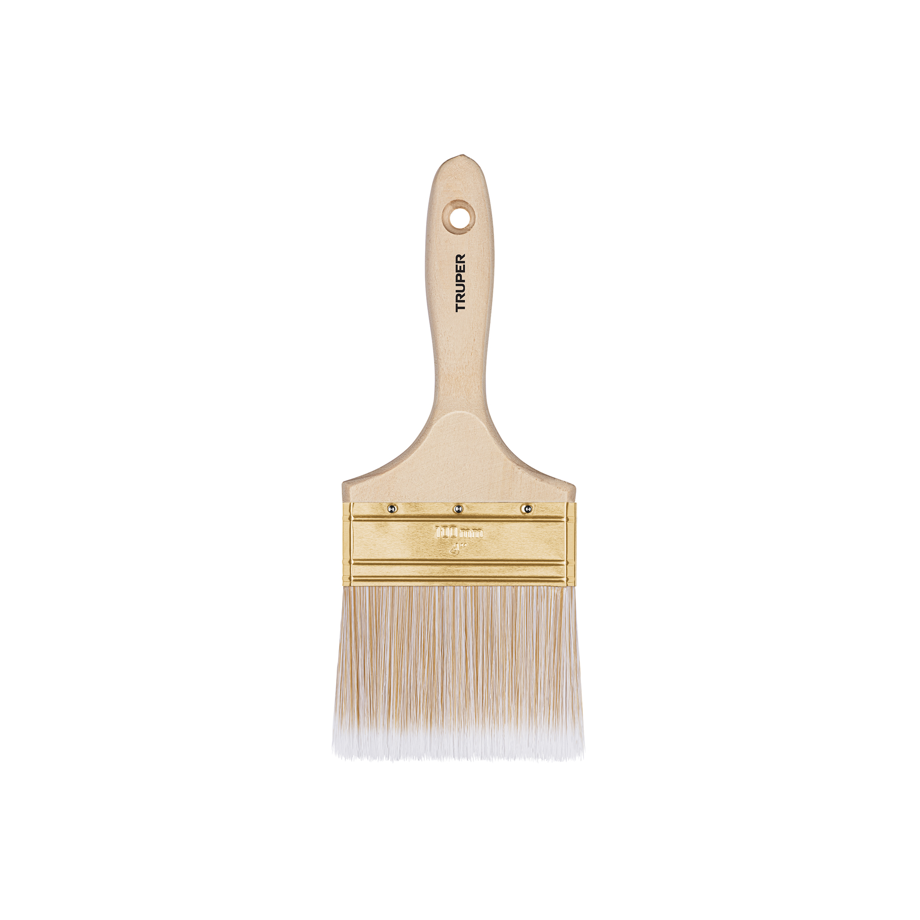 Brocha cerdas sintéticas 4" corte recto, mango de madera TRUPER