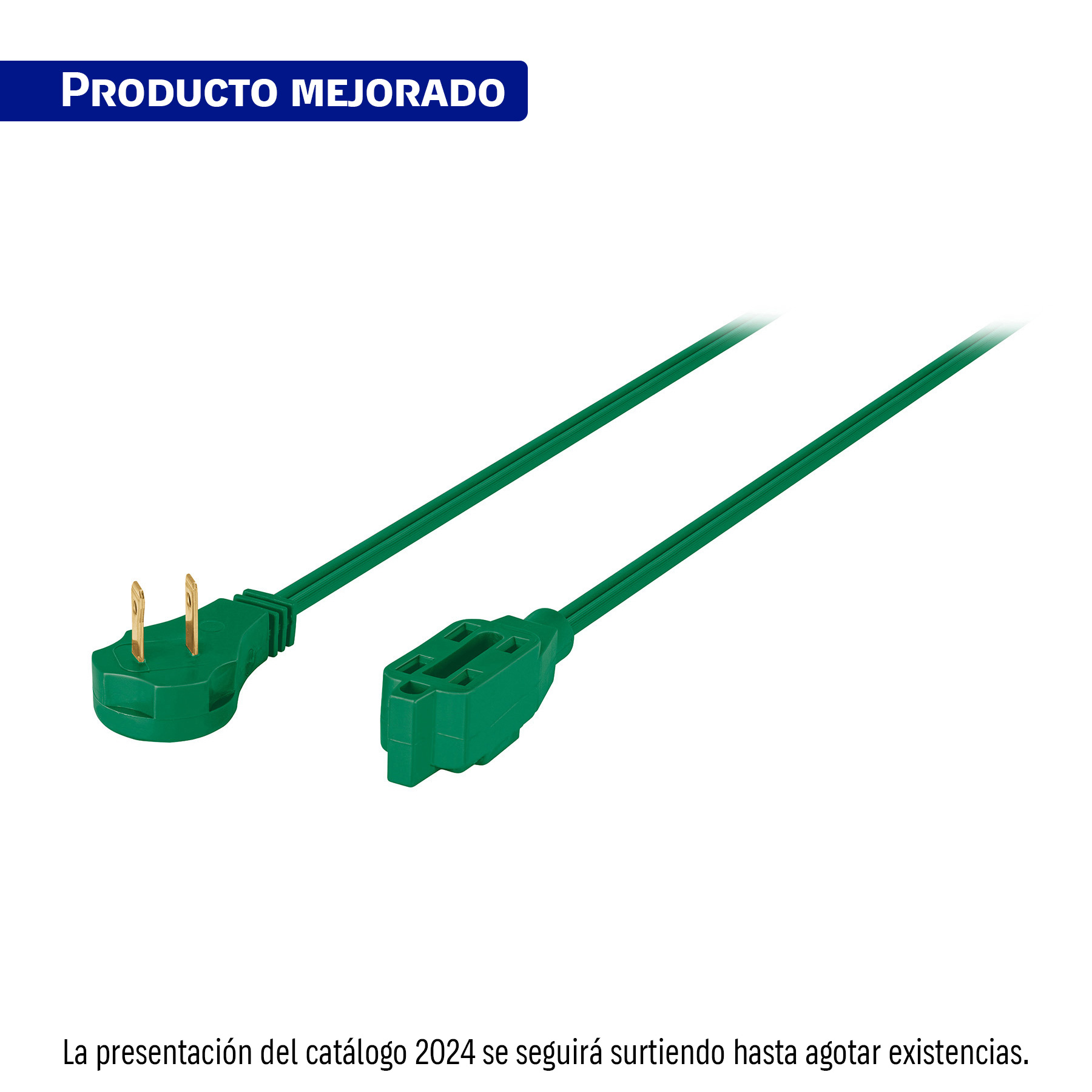 Extensión eléctrica doméstica 5 m clavija plana, verde TRUPER