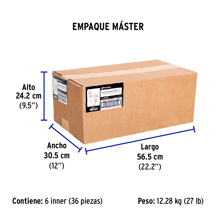 Extensión eléctrica doméstica 5 m clavija plana, verde TRUPER
