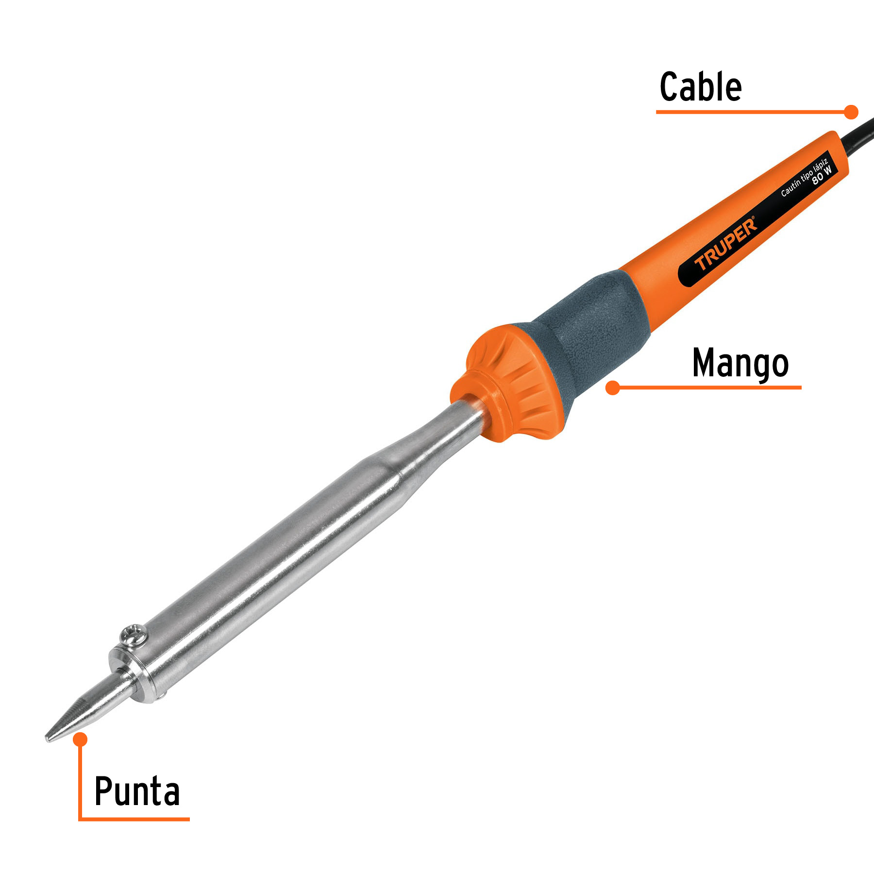 Cautín 80 W tipo lápiz para trabajo pesado, TRUPER TRUPER