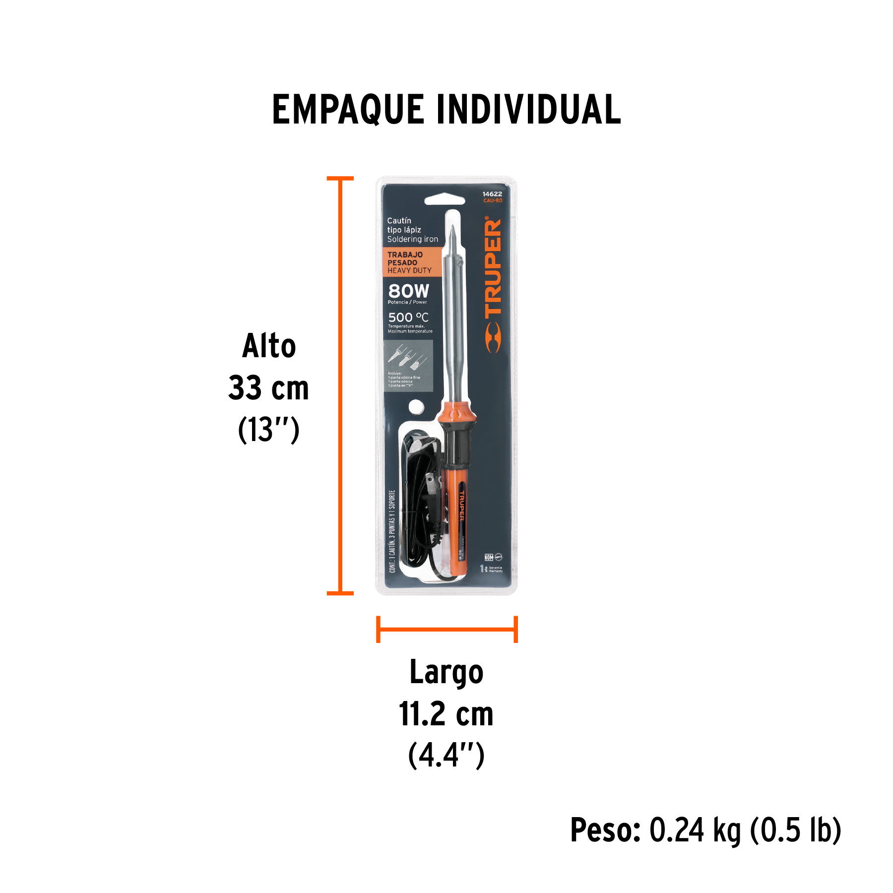 Cautín 80 W tipo lápiz para trabajo pesado, TRUPER TRUPER