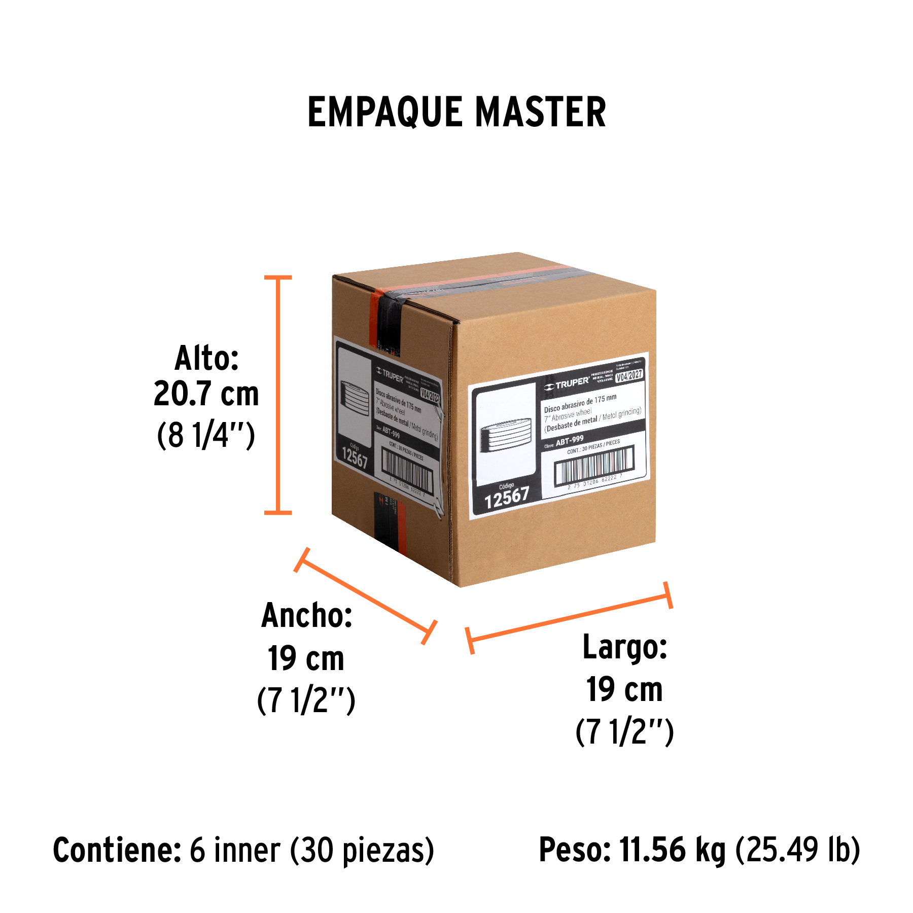 Disco Tipo 27 de 7" x 6.4 mm para desbaste de metal, TRUPER TRUPER