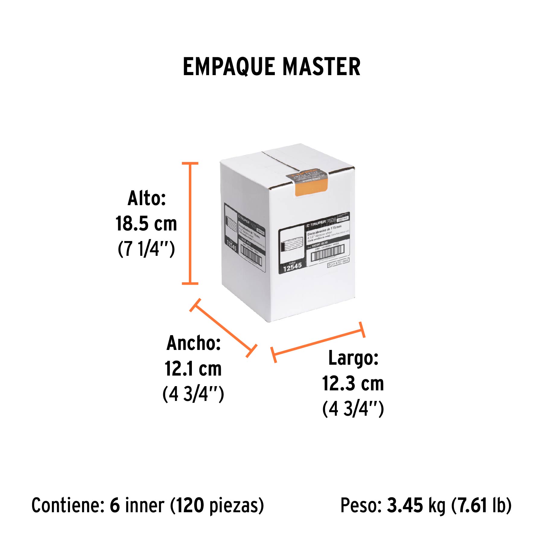 Disco abrasivo de corte preciso metal 4-1/2" x 1 mm, TRUPER TRUPER