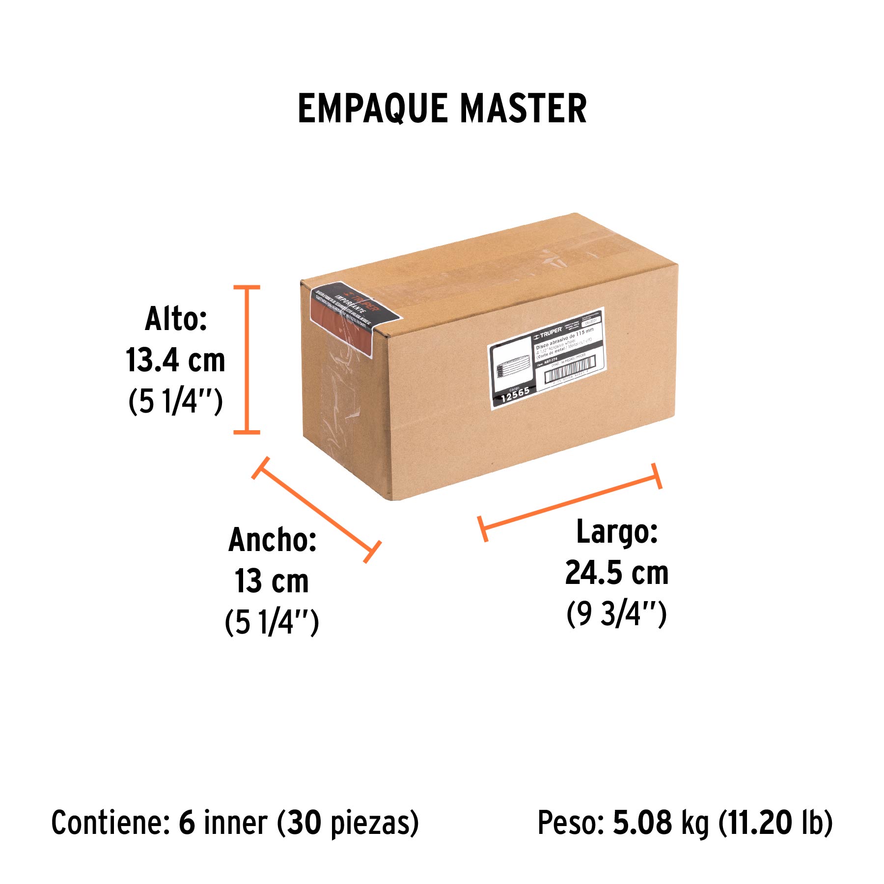 Disco Tipo 27 de 4-1/2" x 6.4 mm para desbaste de metal TRUPER