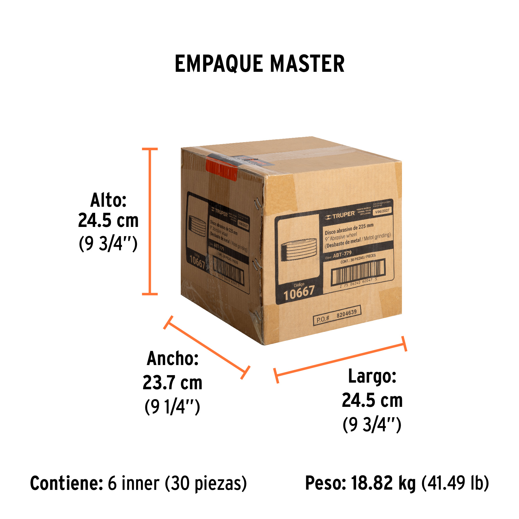 Disco Tipo 27 de 9" x 6.4 mm para desbaste de metal, TRUPER TRUPER