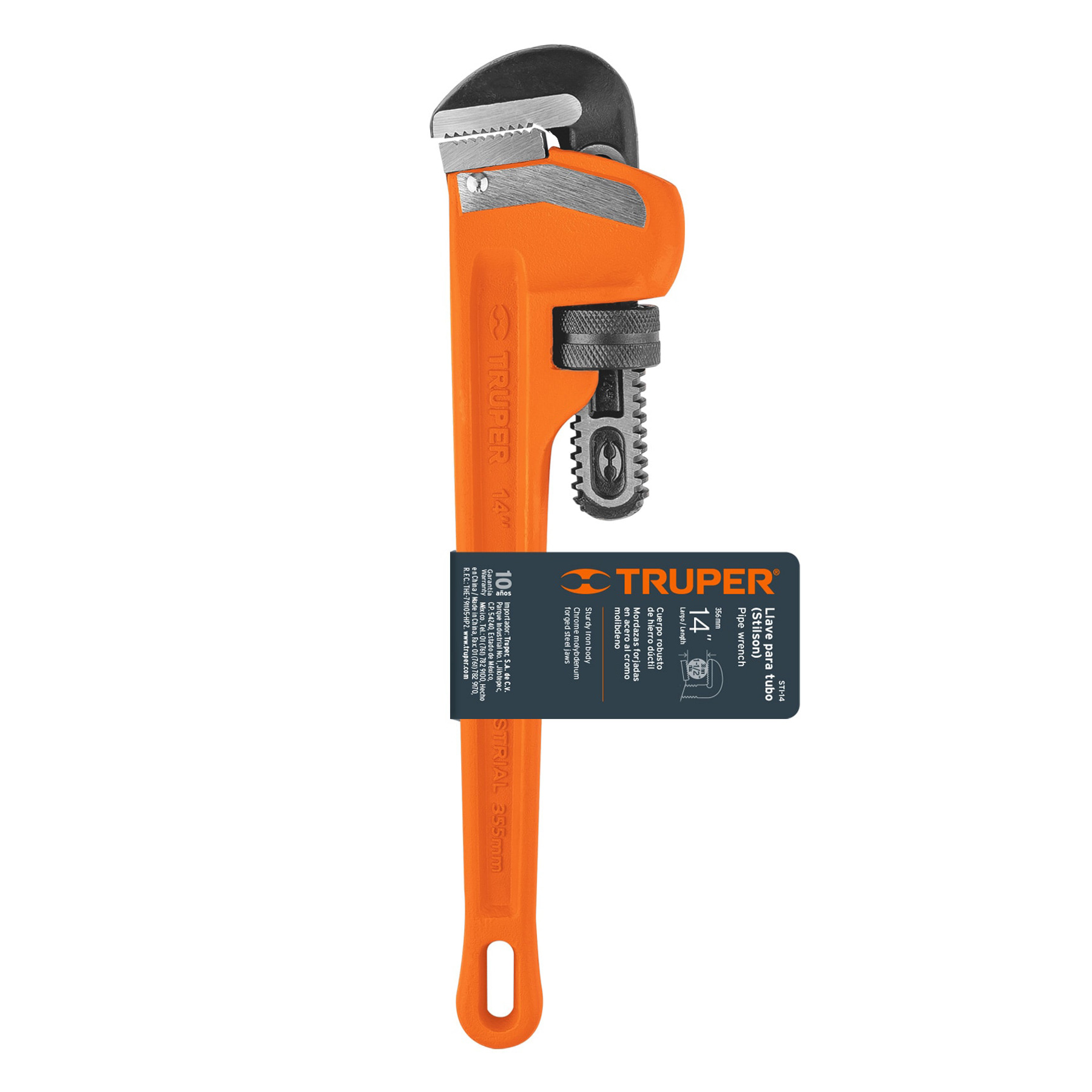 Llave stilson 14" cuerpo robusto de hierro dúctil, TRUPER TRUPER