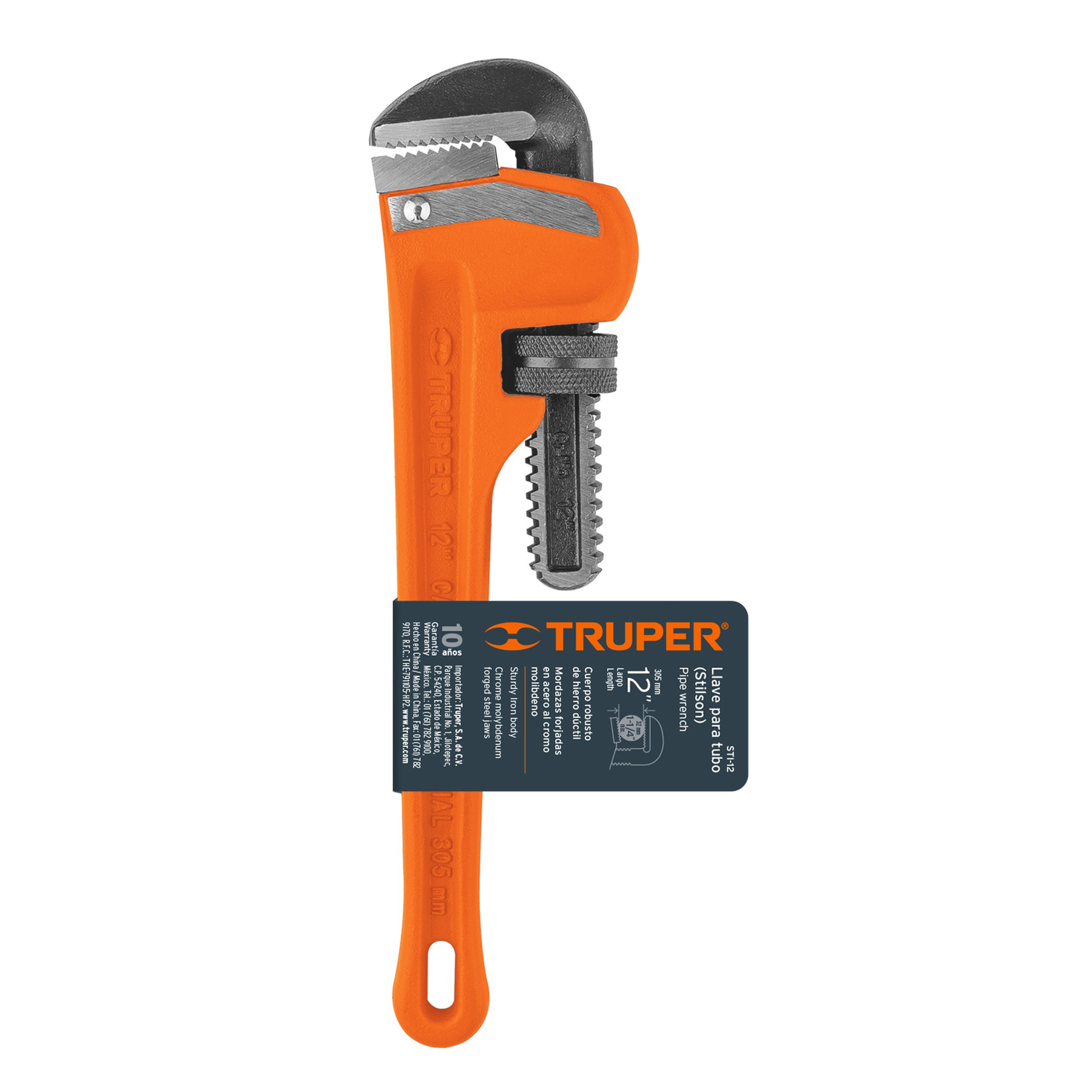 Llave stilson 12" cuerpo robusto de hierro dúctil, TRUPER TRUPER
