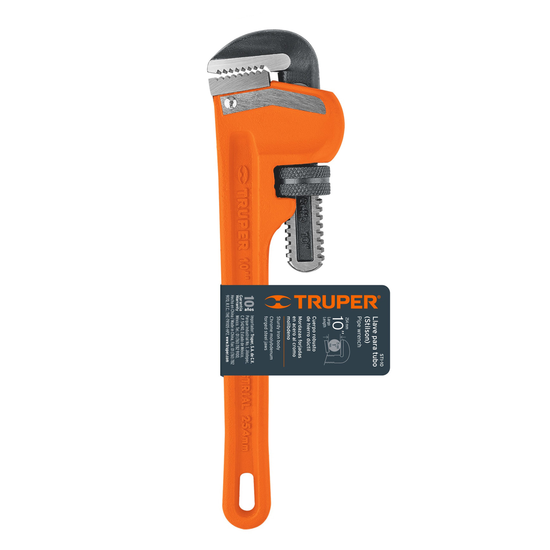 Llave stilson 10" cuerpo robusto de hierro dúctil, TRUPER TRUPER