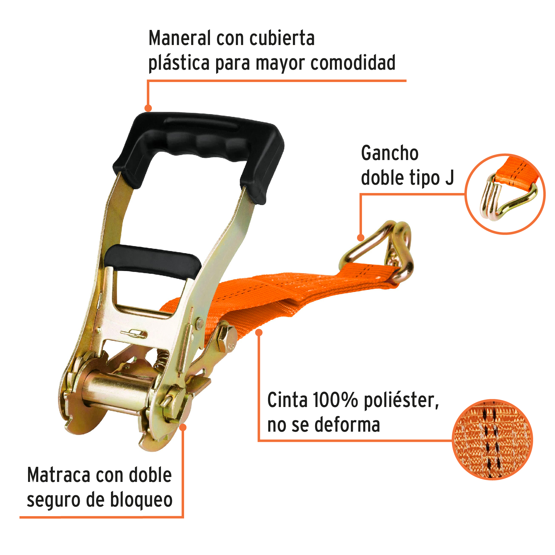 Sujetador con matraca carga máxima 3000 kg, TRUPER TRUPER