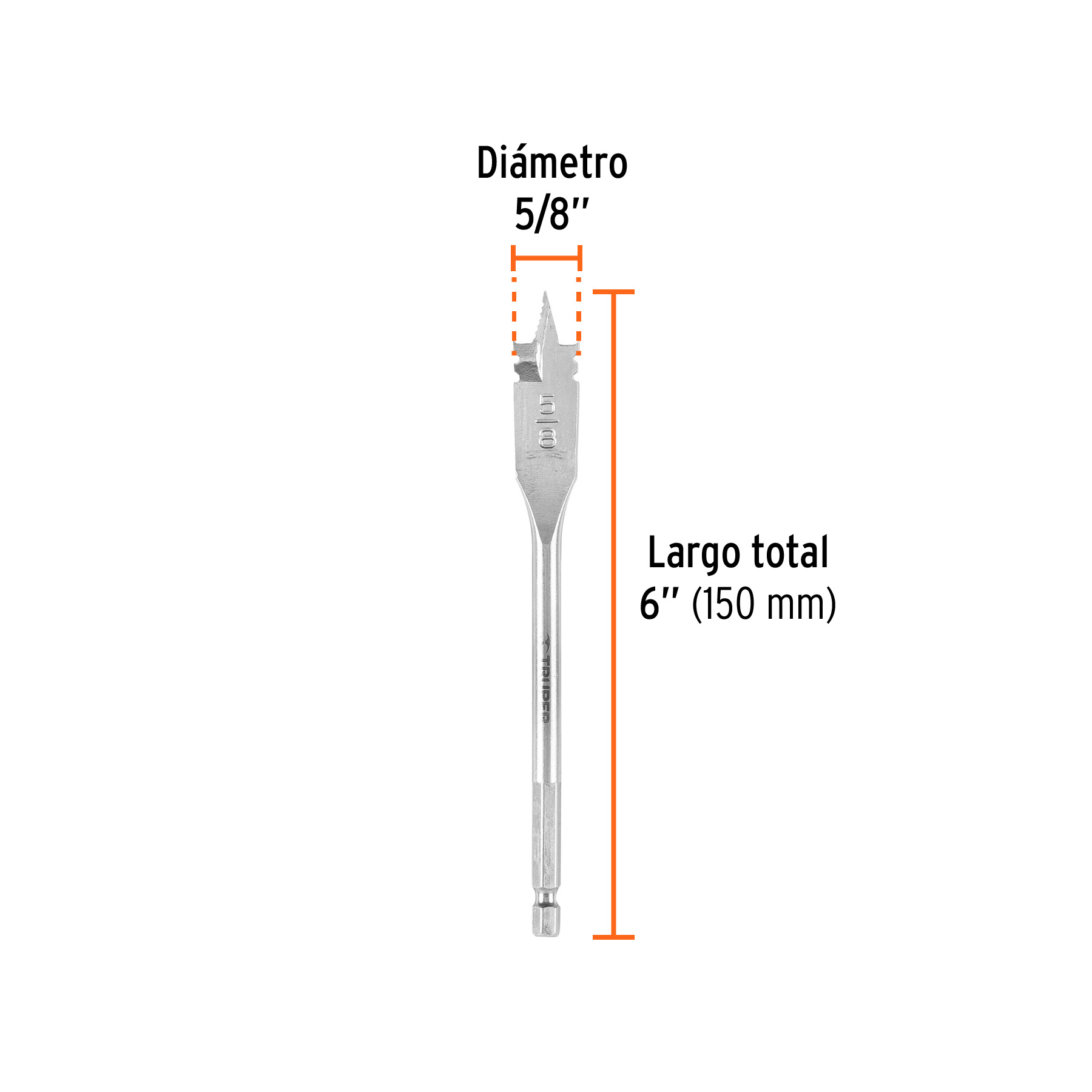 Broca plana de manita 5/8" para madera, TRUPER TRUPER