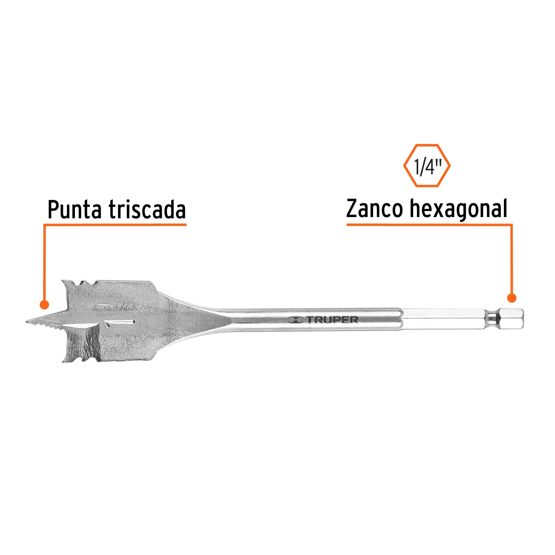 Broca plana de manita 1" para madera, TRUPER TRUPER