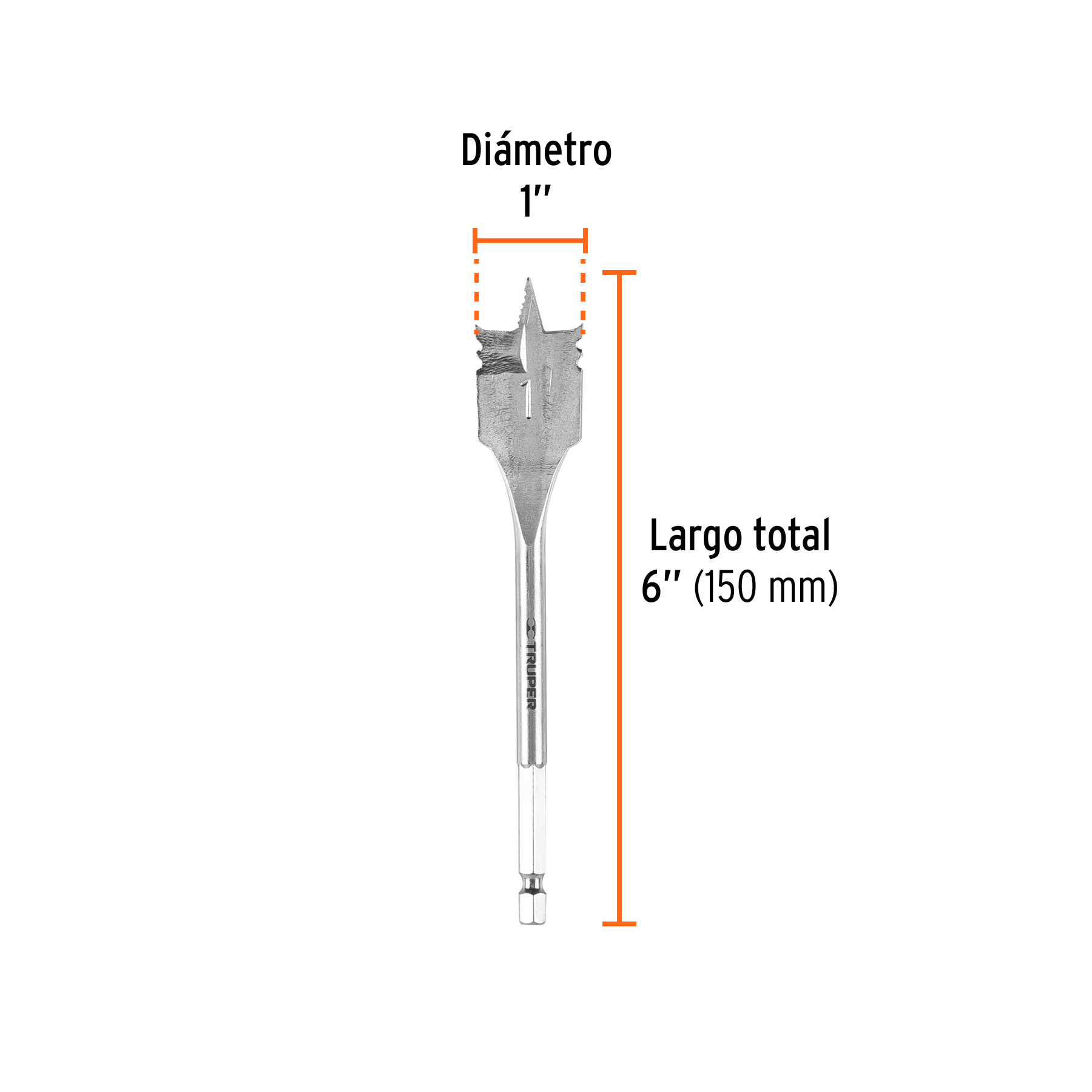 Broca plana de manita 1" para madera, TRUPER TRUPER