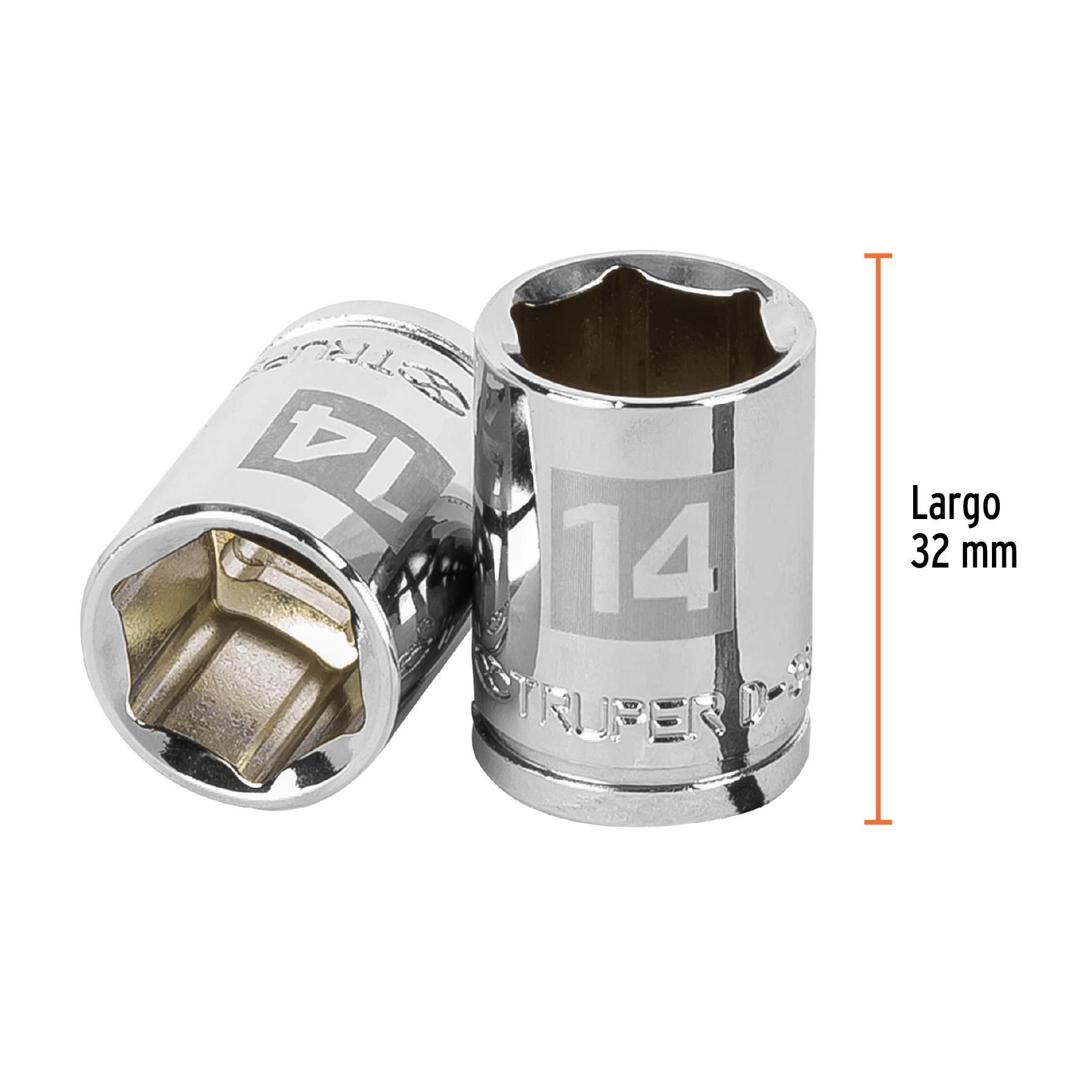 Dado de 14 mm, 6 puntas, cuadro 3/8", TRUPER TRUPER