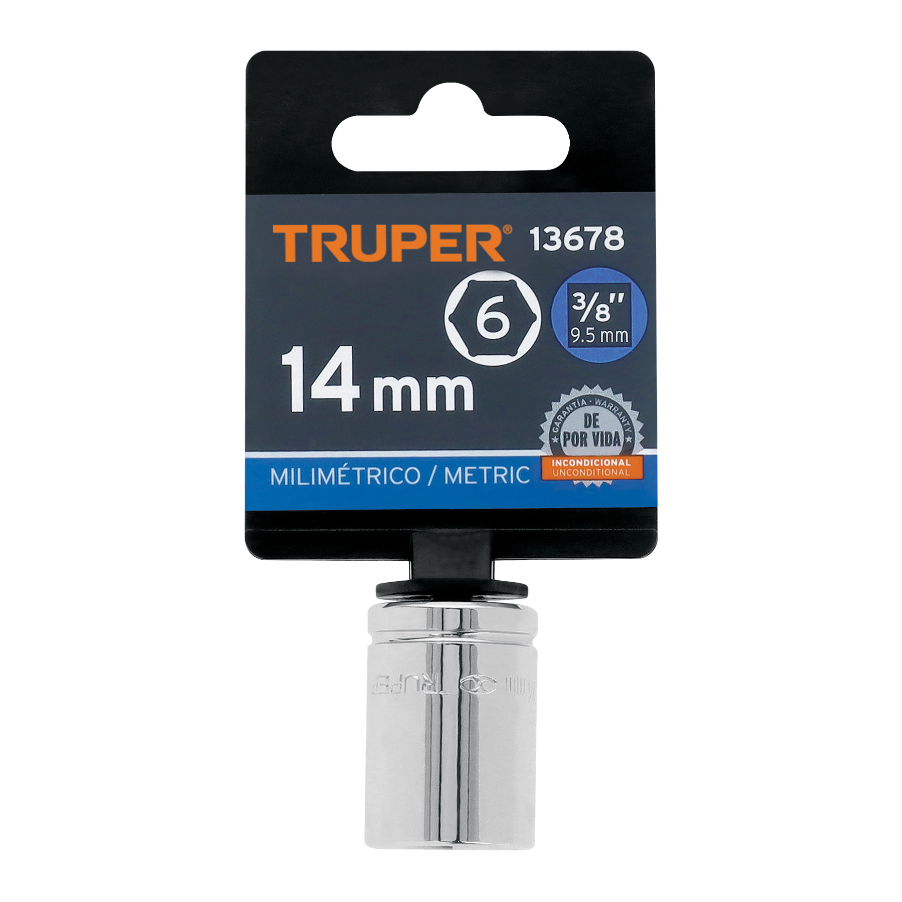 Dado de 14 mm, 6 puntas, cuadro 3/8", TRUPER TRUPER