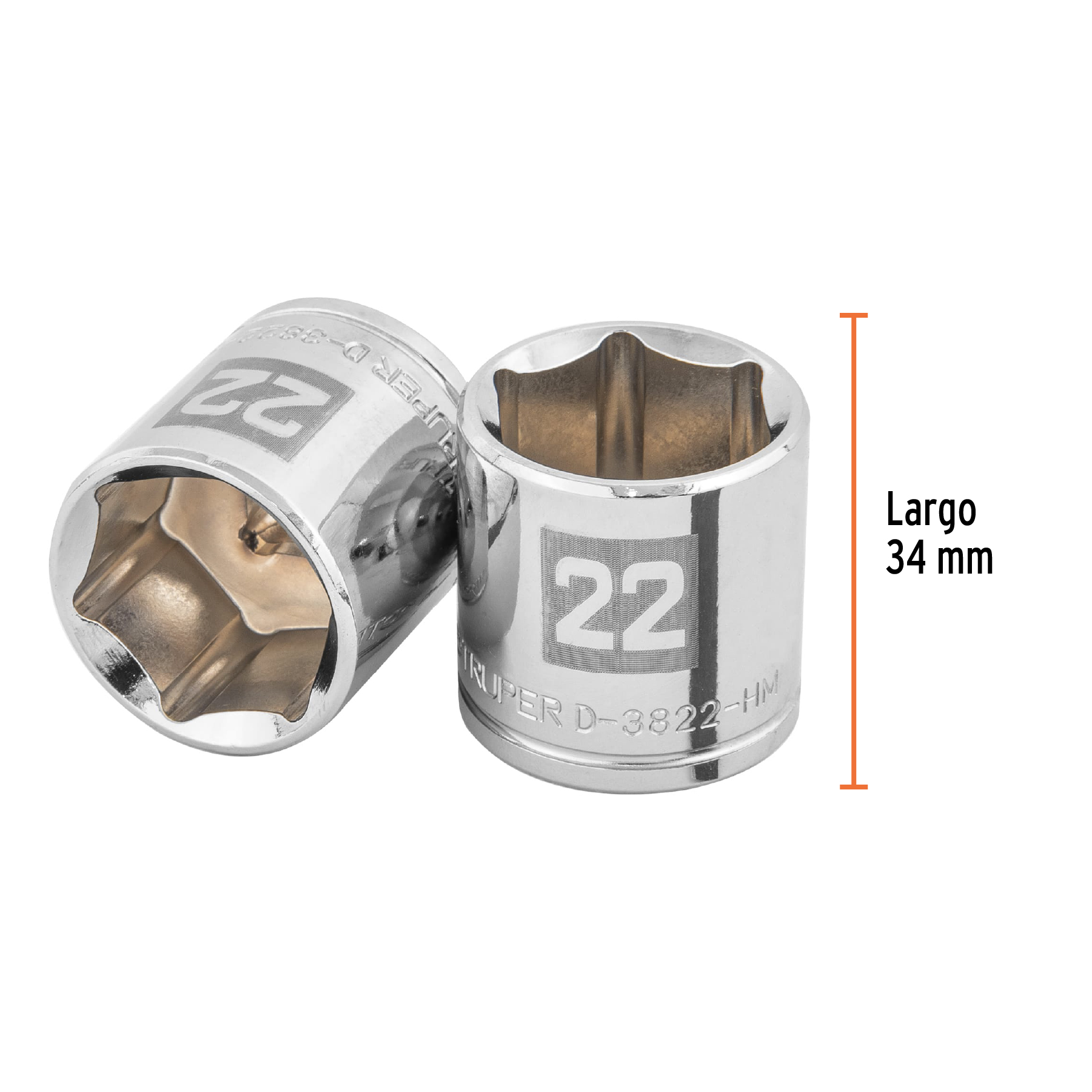 Dado de 22 mm, 6 puntas, cuadro 3/8", TRUPER TRUPER