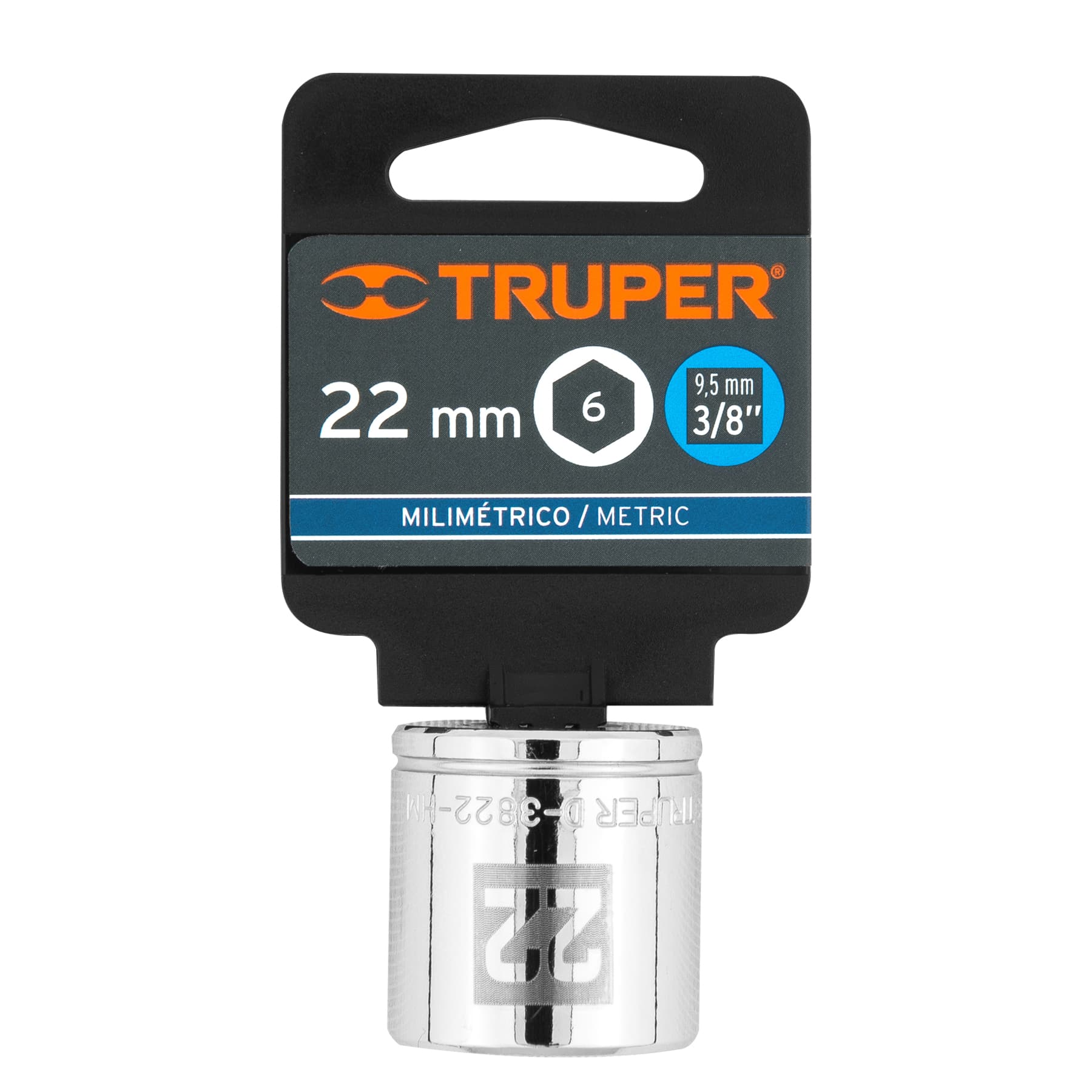 Dado de 22 mm, 6 puntas, cuadro 3/8", TRUPER TRUPER