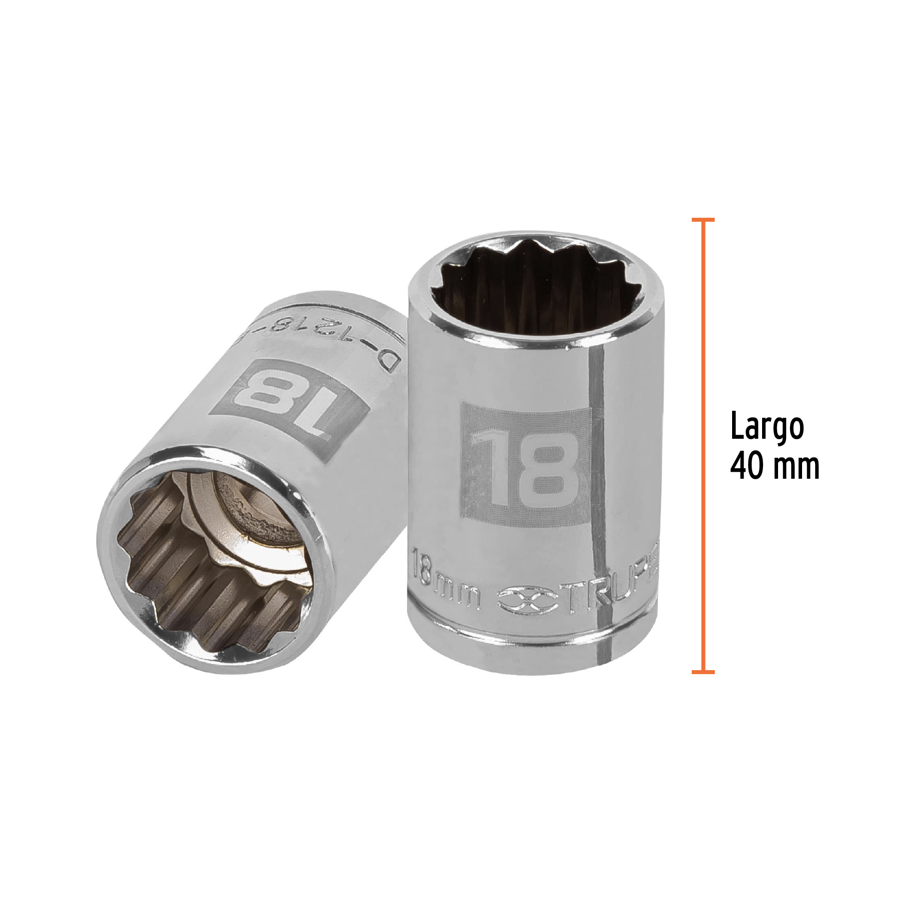Dado de 18 mm, 12 puntas, cuadro 1/2", TRUPER TRUPER