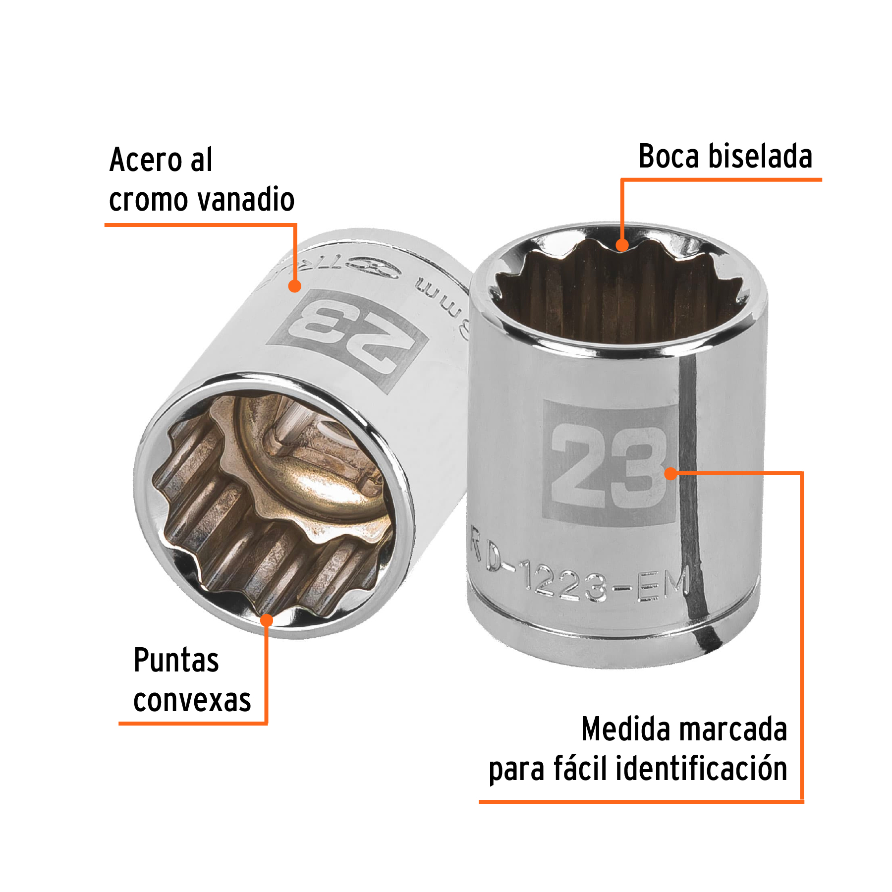 Dado de 23 mm, 12 puntas, cuadro 1/2", TRUPER TRUPER