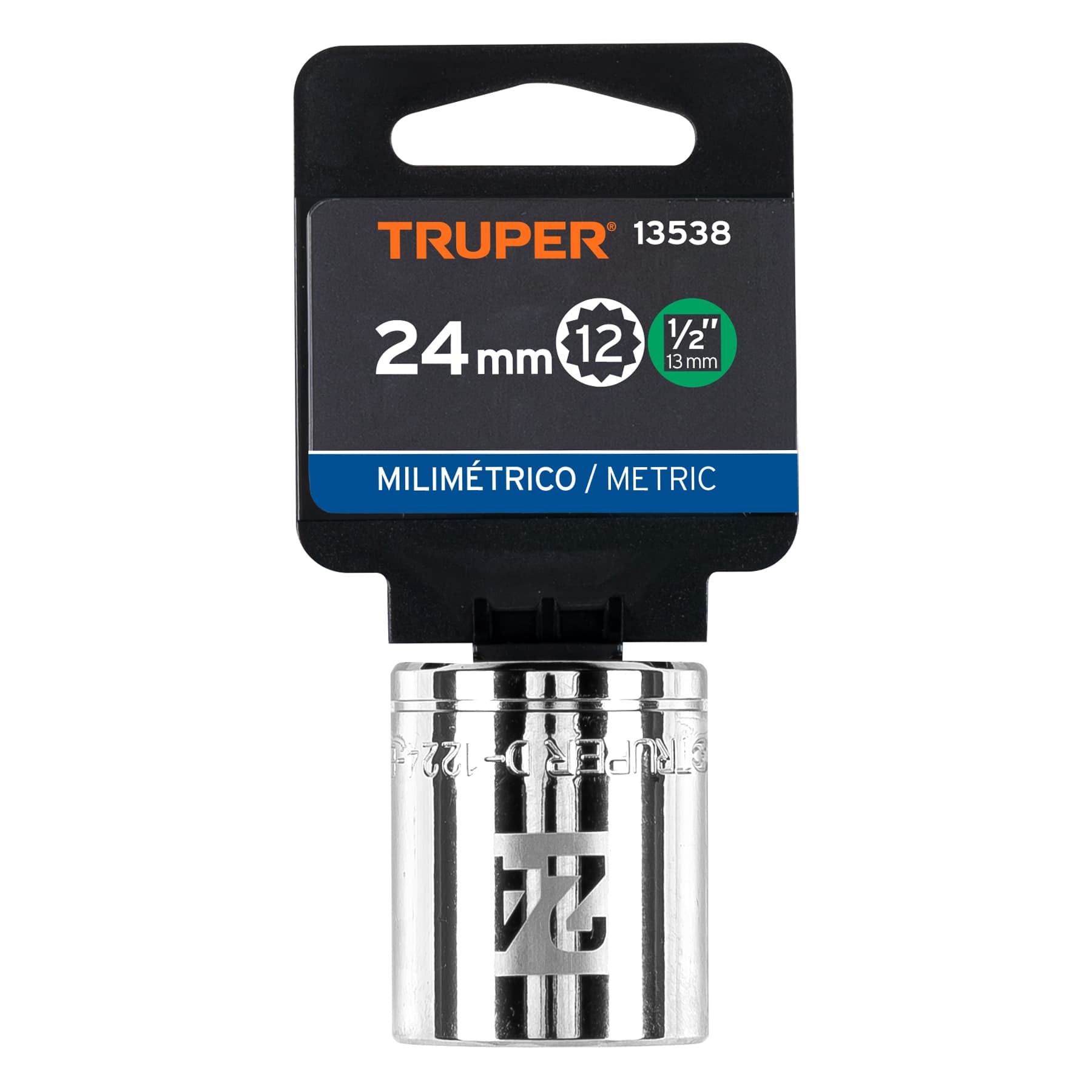 Dado de 24 mm, 12 puntas, cuadro 1/2", TRUPER TRUPER