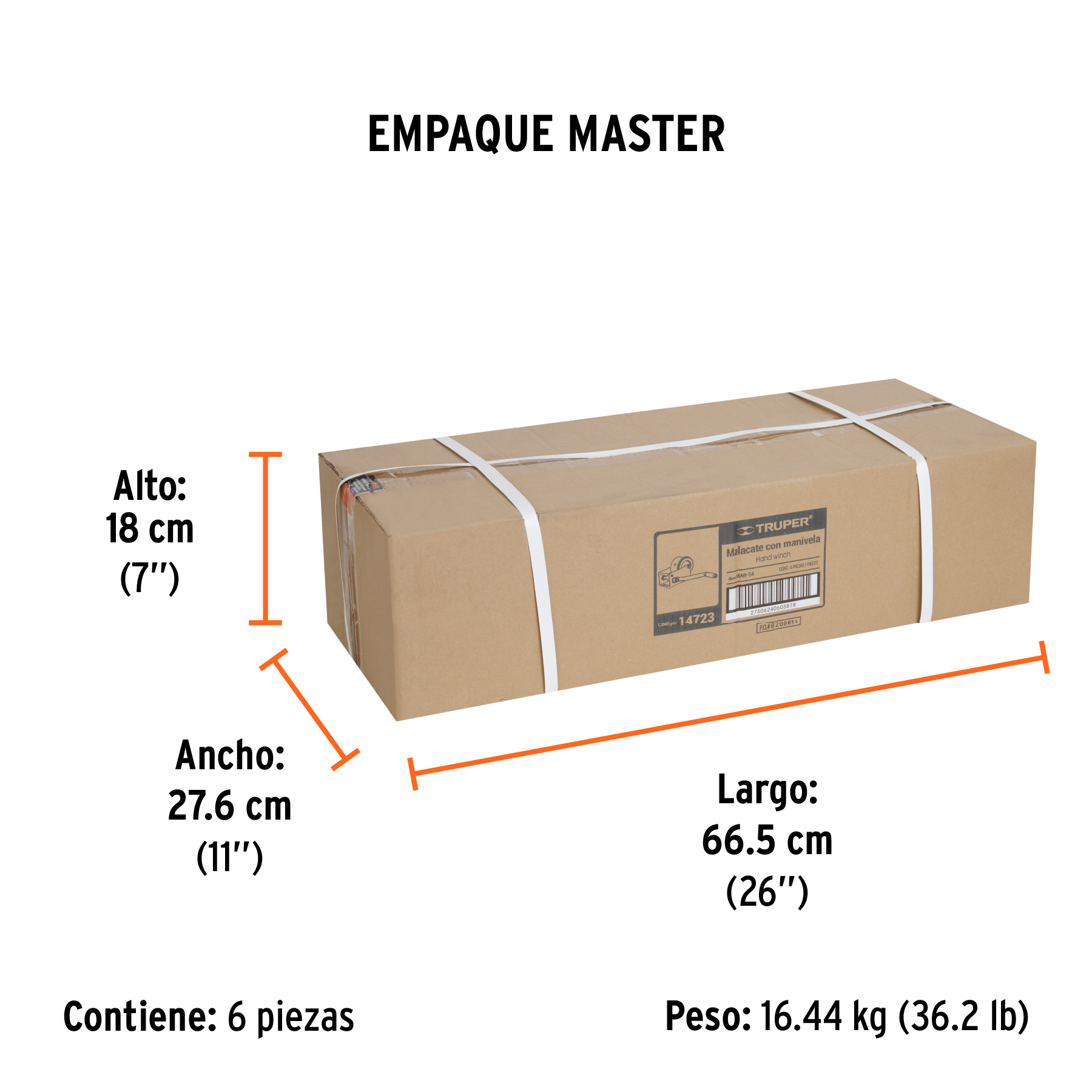 Malacate de manivela 540 kg sin cable, TRUPER TRUPER