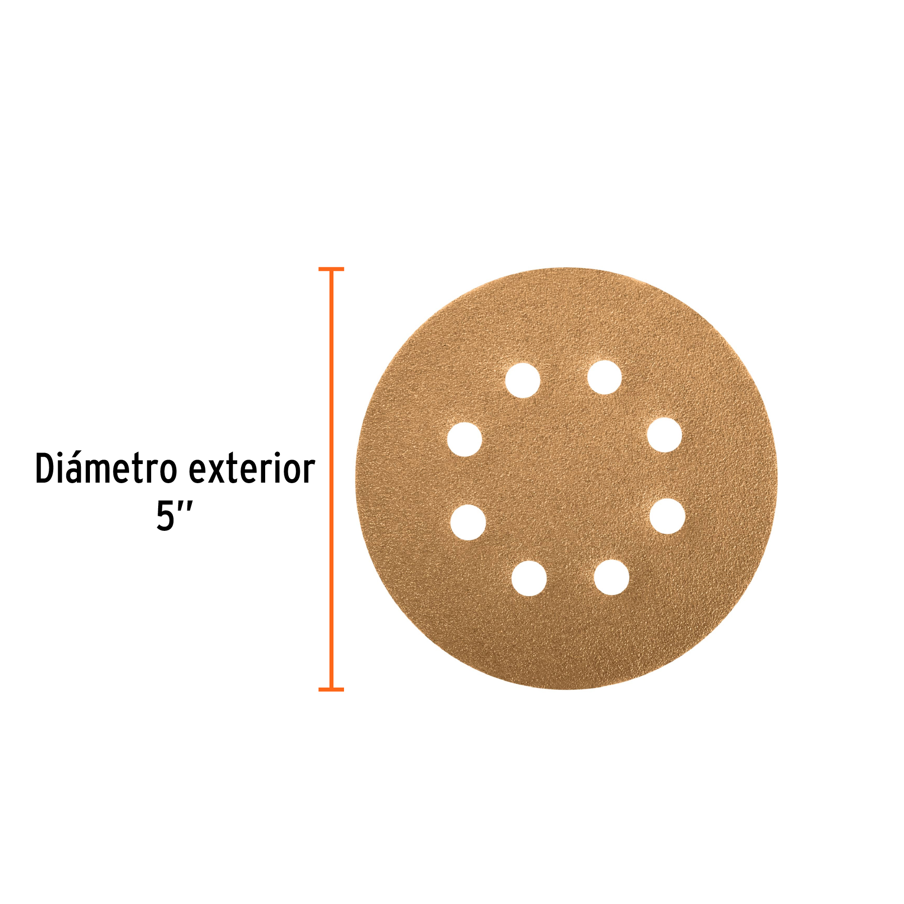 Paquete con 5 discos de lija 5" grano 80, 8 perforaciones TRUPER