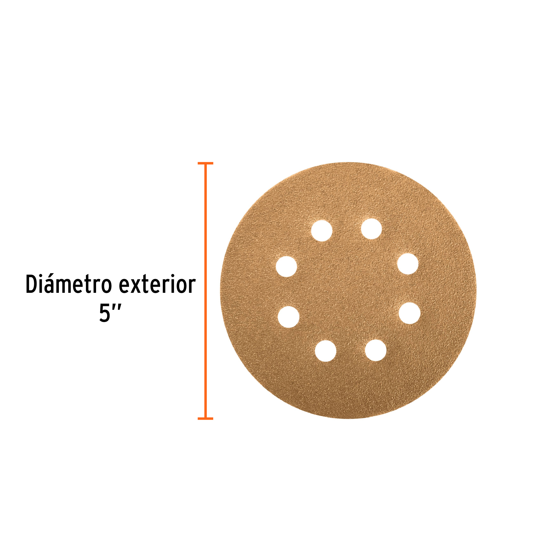 Paquete con 5 discos de lija 5" grano 120, 8 perforaciones TRUPER