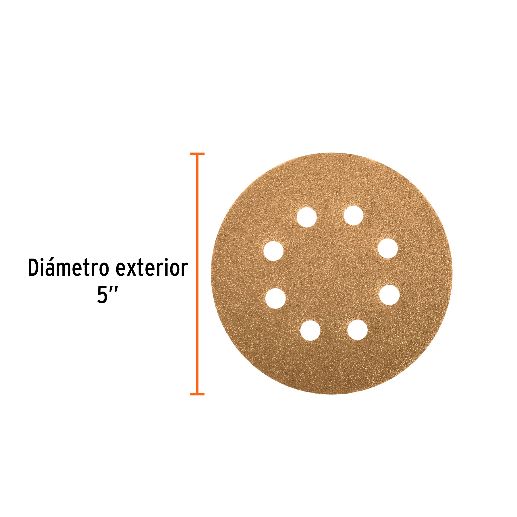 Paquete con 5 discos de lija 5" grano 320, 8 perforaciones TRUPER