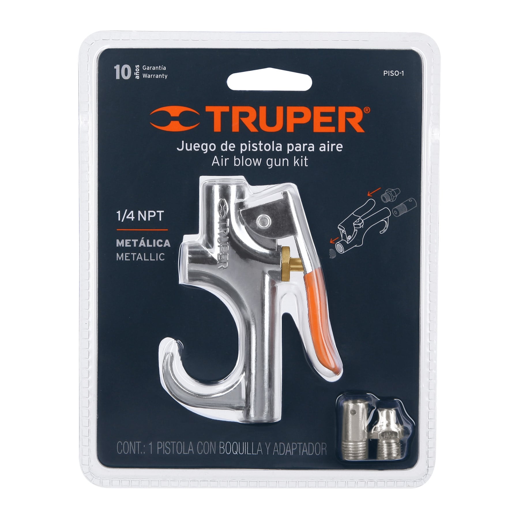 Pistola metálica para sopletear, cuerda 1/4" NPT, TRUPER TRUPER