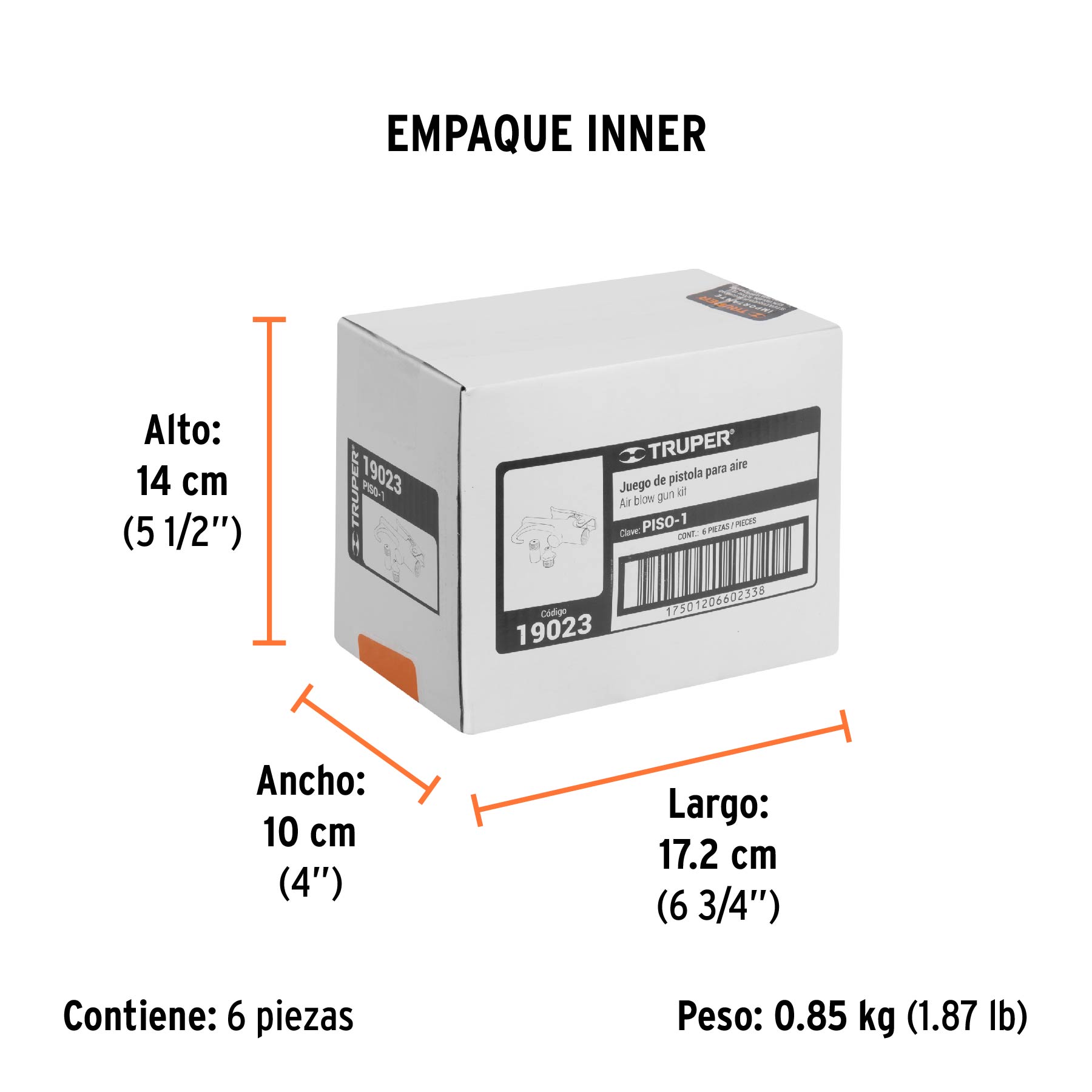 Pistola metálica para sopletear, cuerda 1/4" NPT, TRUPER TRUPER