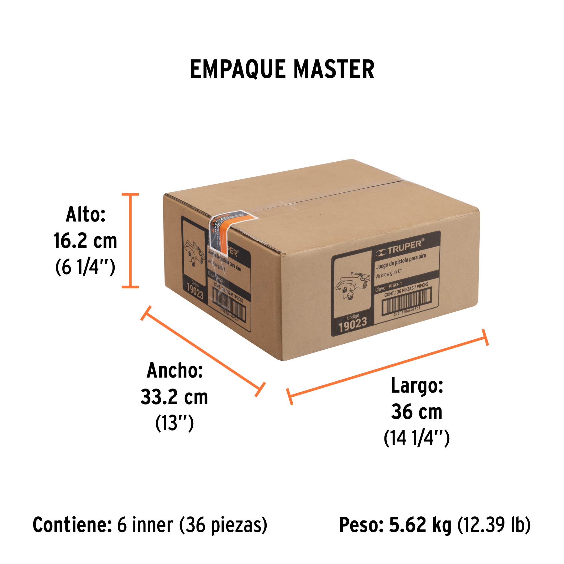 Pistola metálica para sopletear, cuerda 1/4" NPT, TRUPER TRUPER