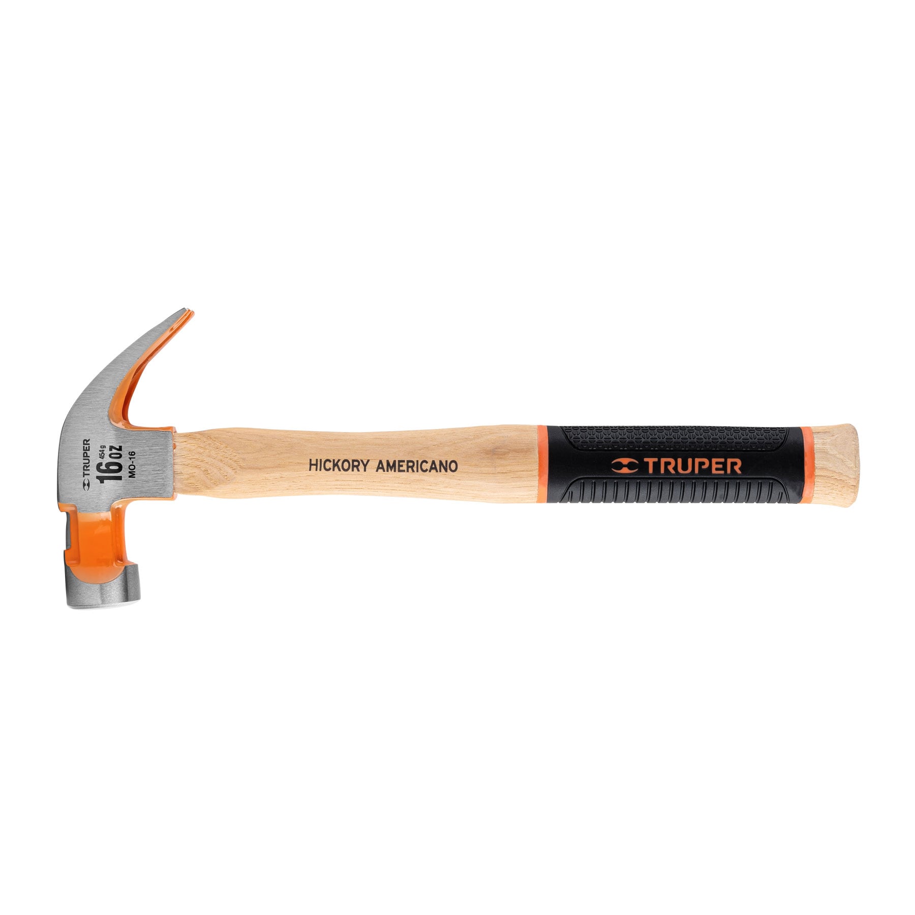 Martillo pulido 16 oz uña curva, mango hickory, TRUPER Grip TRUPER