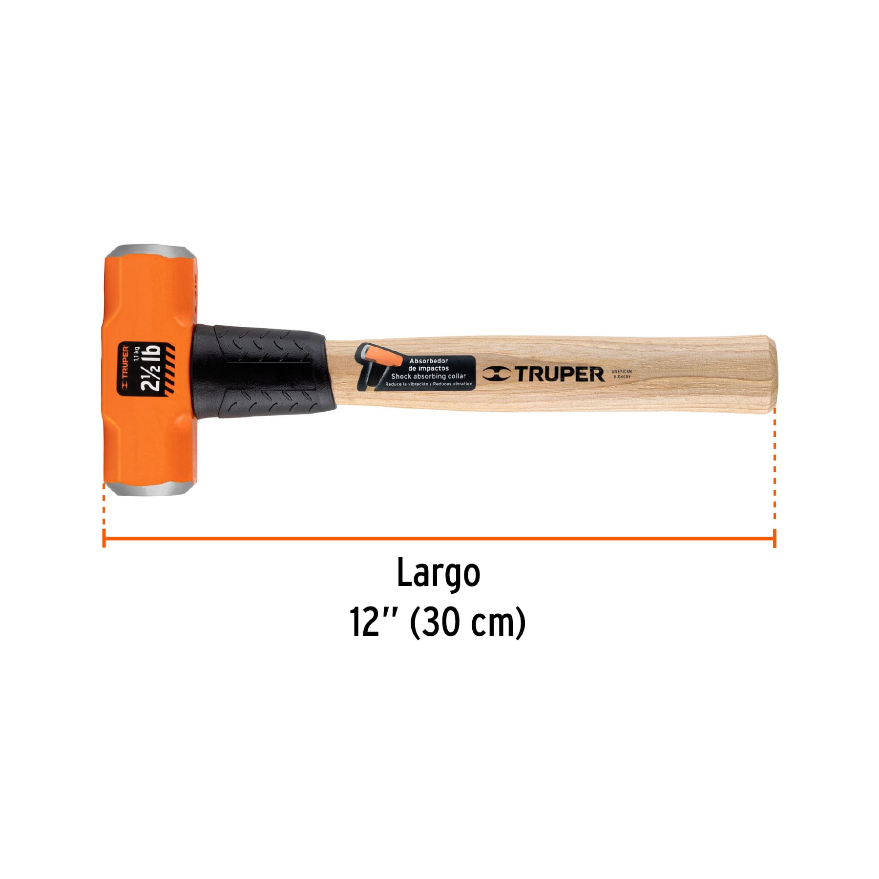 Marro octagonal 2 lb, mango de madera 12", TRUPER TRUPER