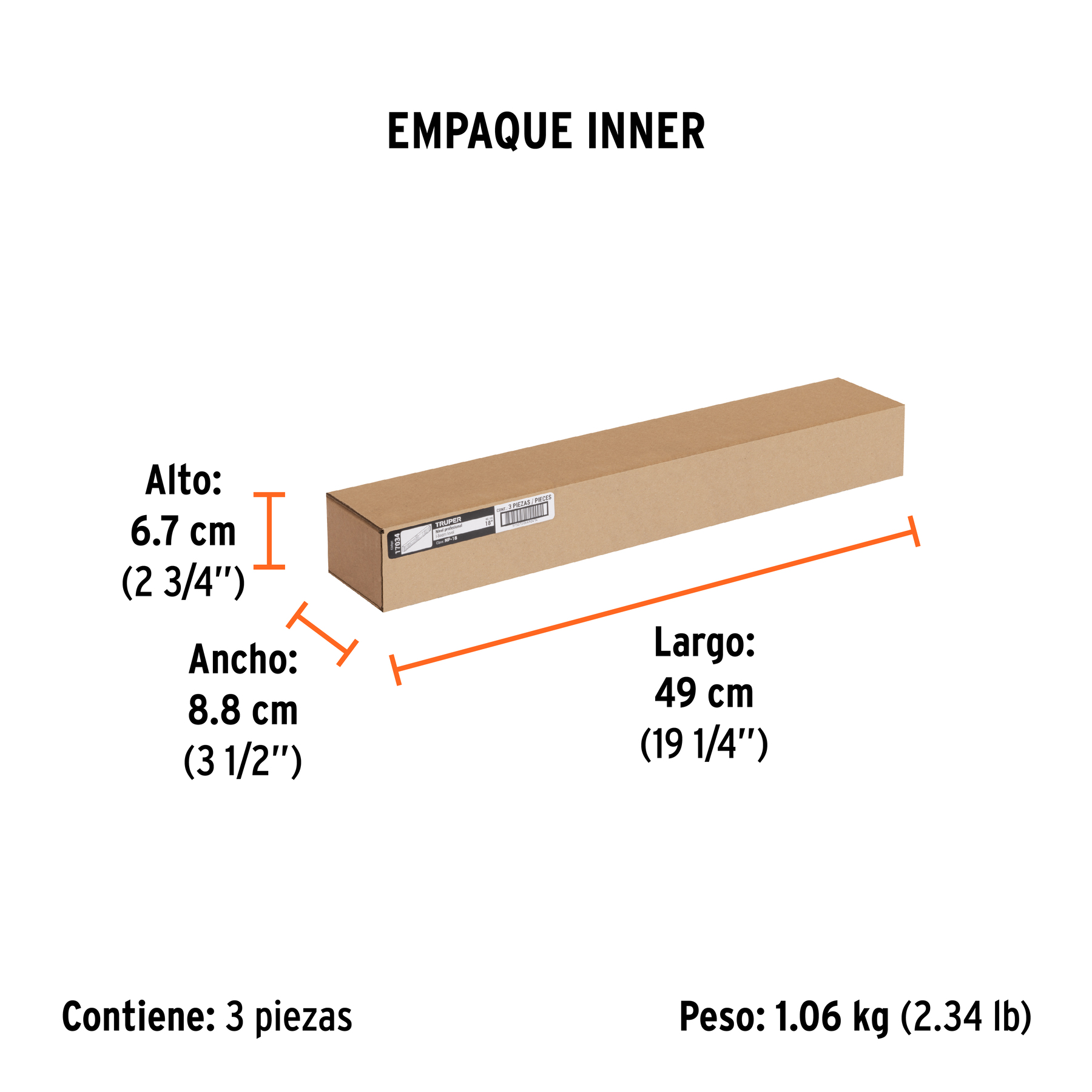 Nivel profesional de 18" con protección de ABS, TRUPER TRUPER