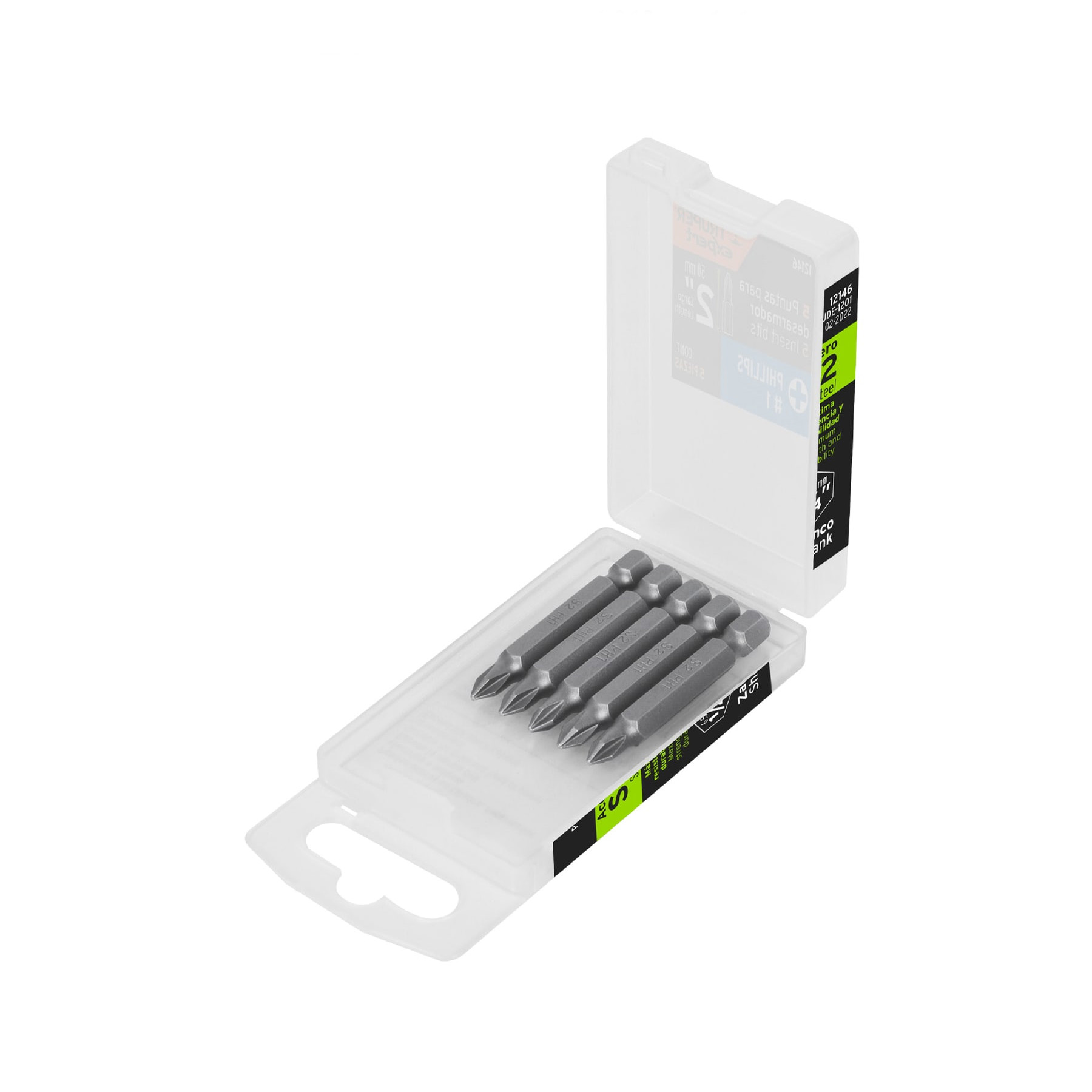 Estuche con 5 puntas de cruz PH1 largo 2", TRUPER EXPERT TRUPER