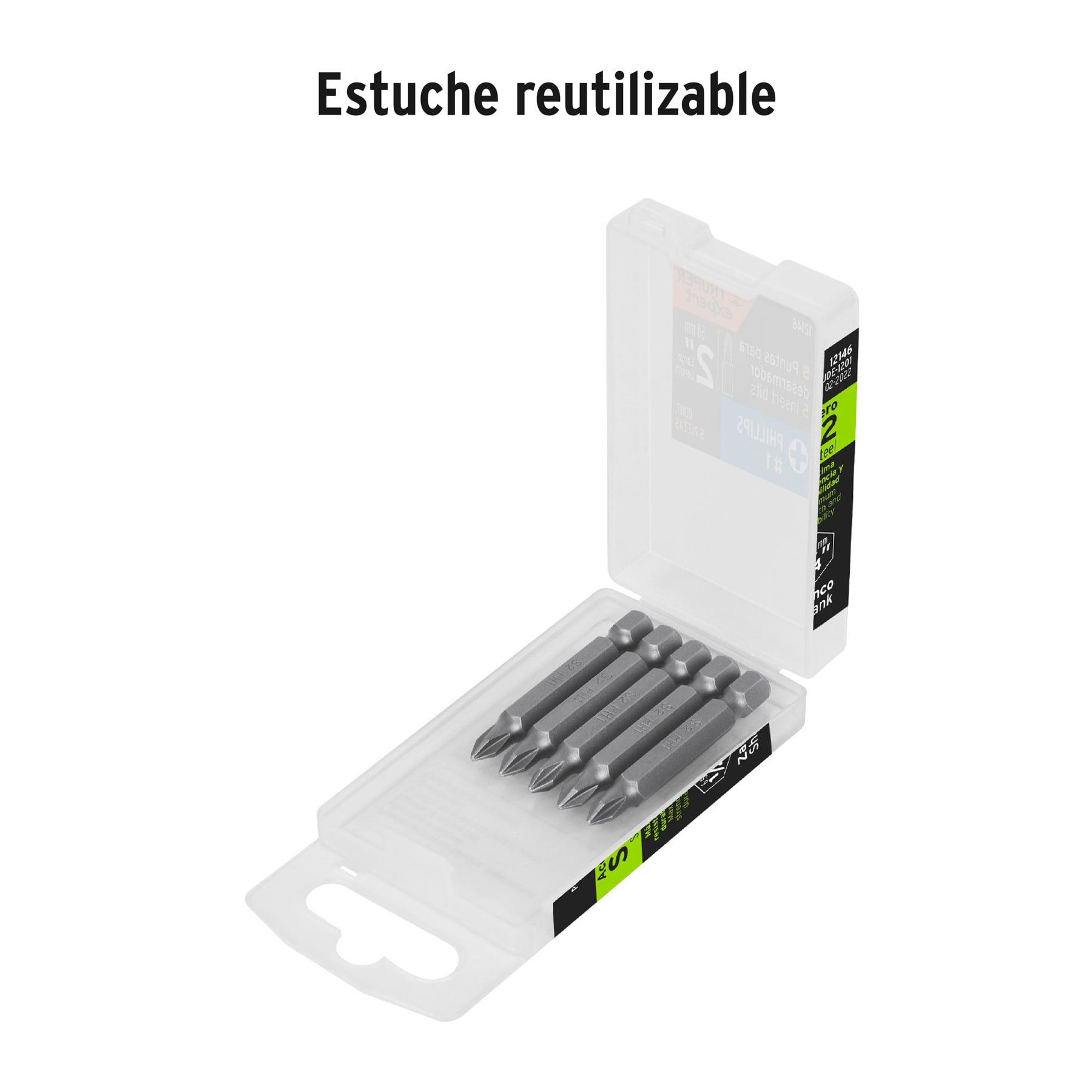 Estuche con 5 puntas de cruz PH1 largo 2", TRUPER EXPERT TRUPER