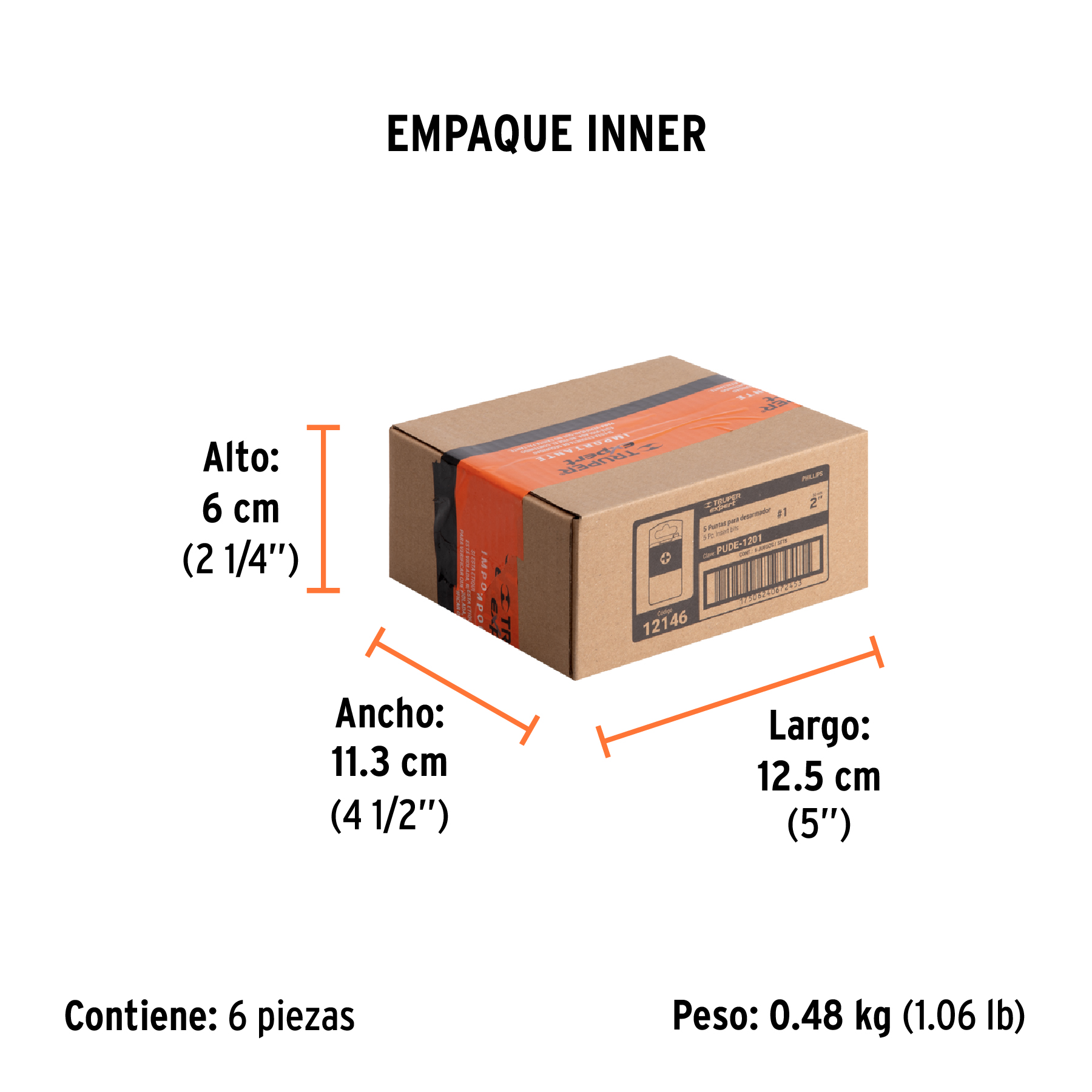 Estuche con 5 puntas de cruz PH1 largo 2", TRUPER EXPERT TRUPER