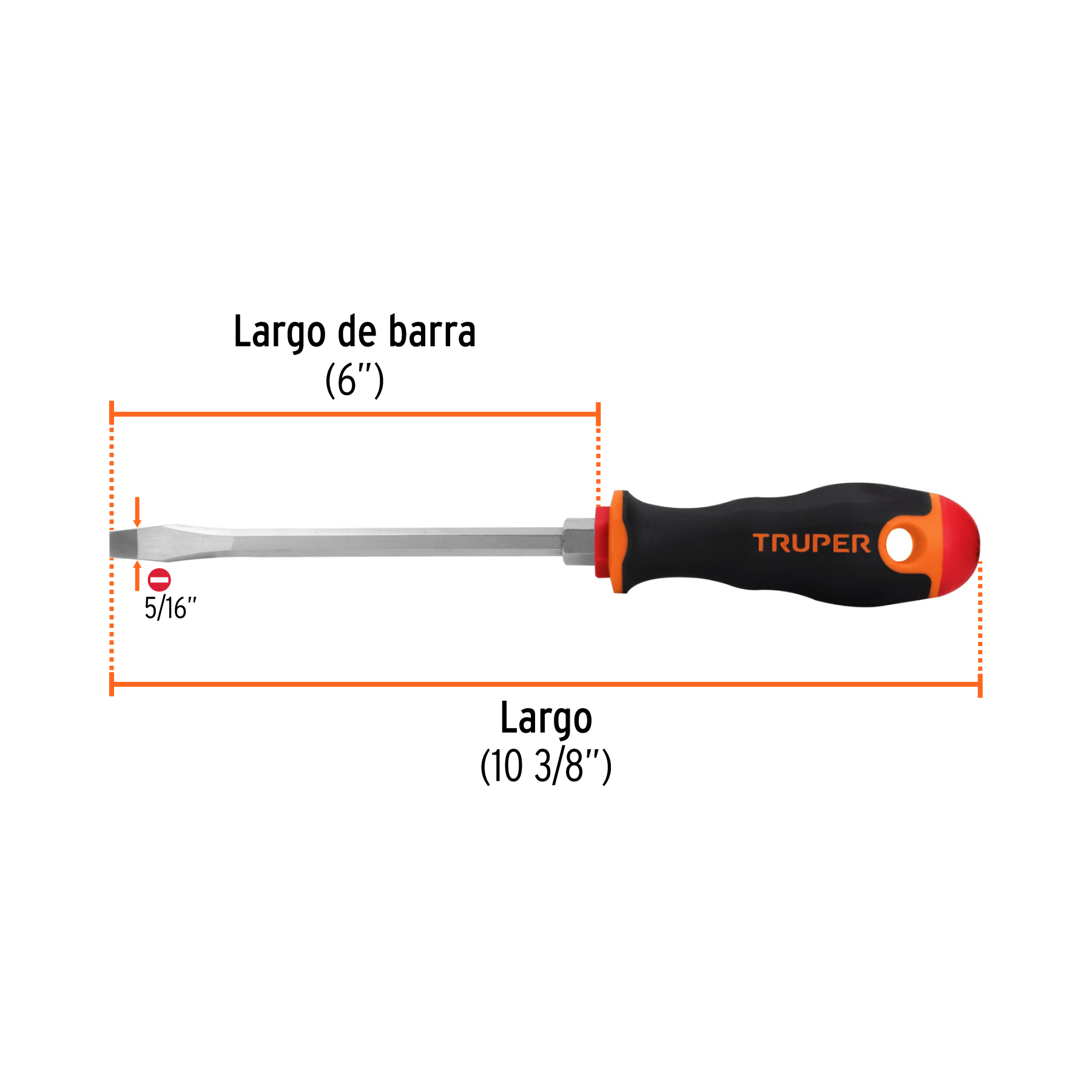 Desarmador plano 5/16" x 6" mango Comfort Grip, TRUPER TRUPER