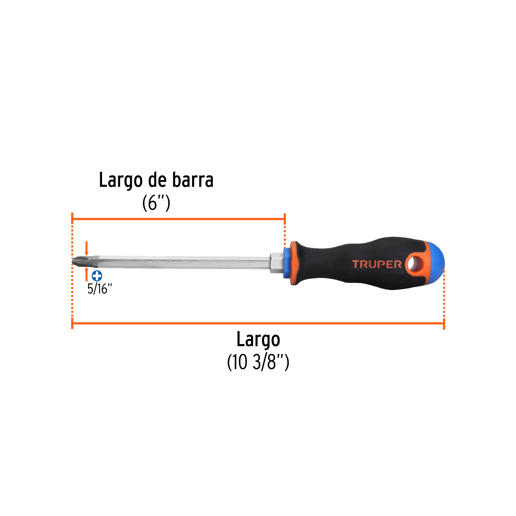 Desarmador de cruz 5/16" x 6" mango Comfort Grip, TRUPER TRUPER