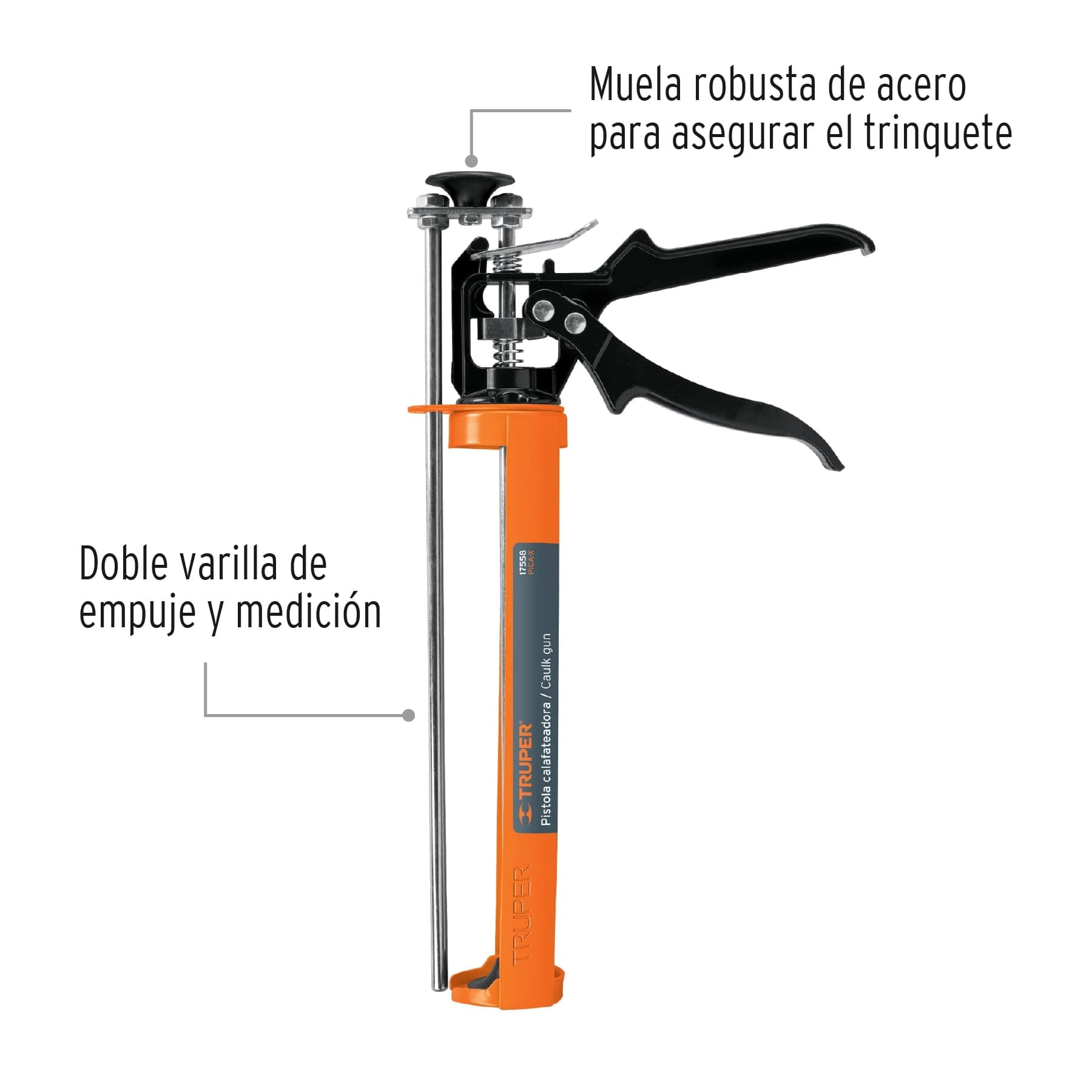 Pistola calafateadora tipo esqueleto, reforzada, TRUPER TRUPER