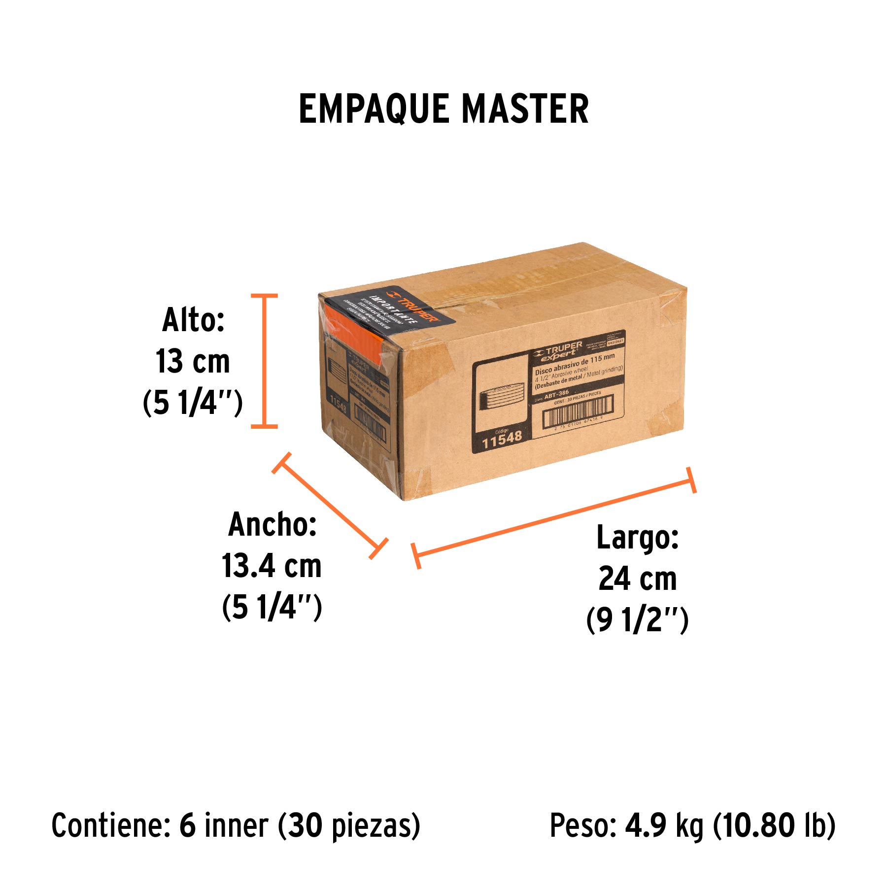 Disco Tipo 27 de 4-1/2" x 6.4 mm desbaste de metal, EXPERT TRUPER