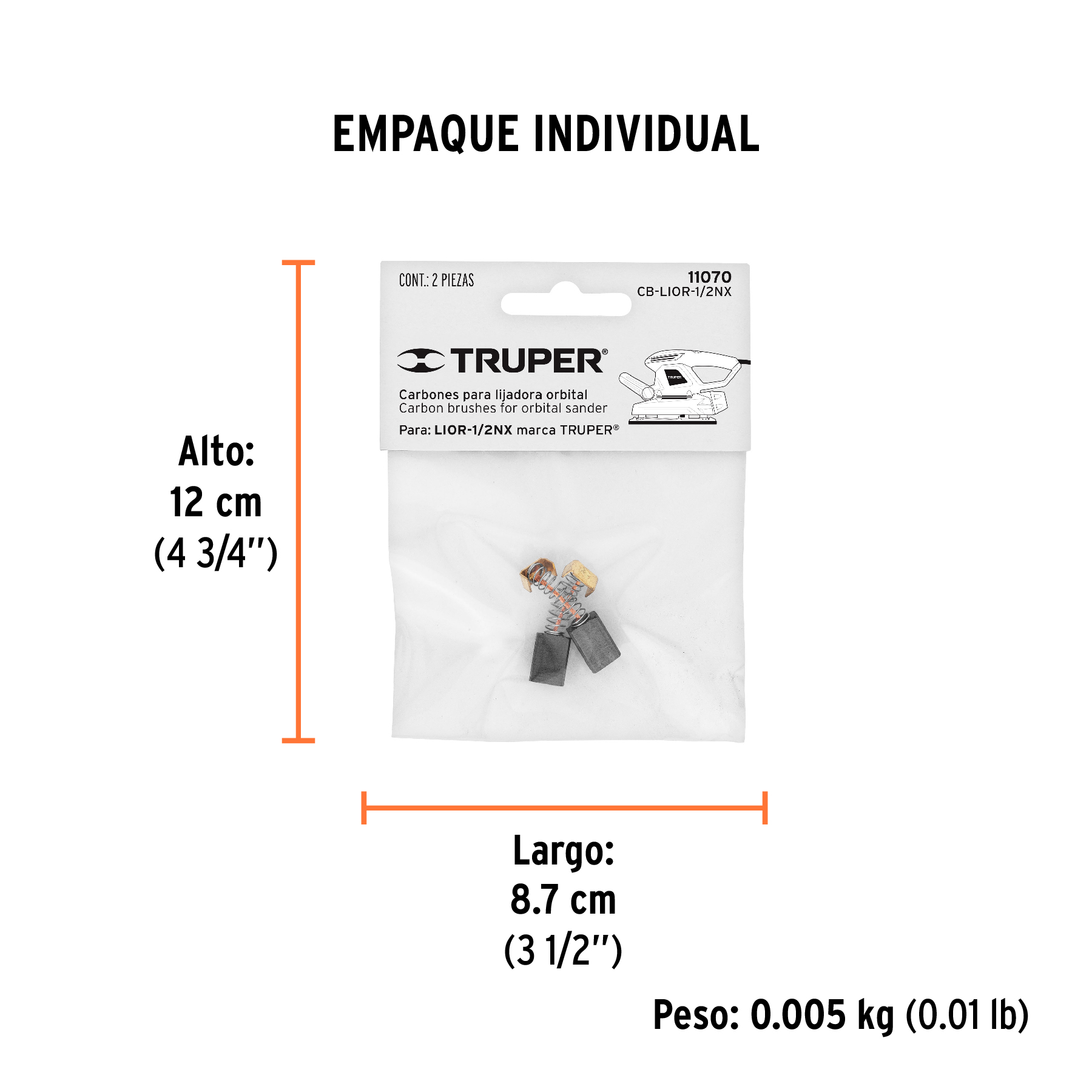 Bolsa con 2 carbones de repuesto para LIOR-1/2NX, TRUPER TRUPER