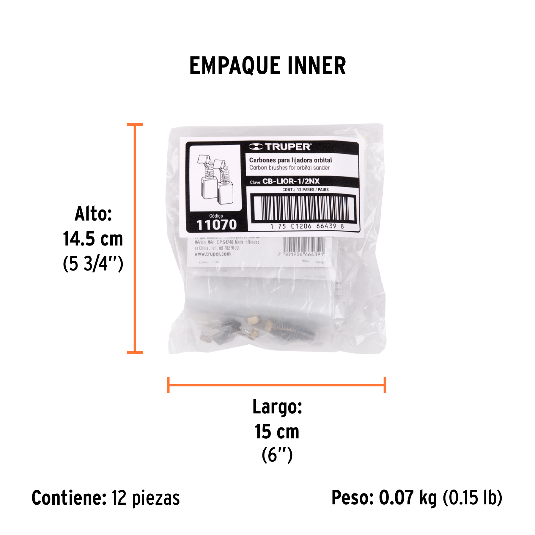 Bolsa con 2 carbones de repuesto para LIOR-1/2NX, TRUPER TRUPER
