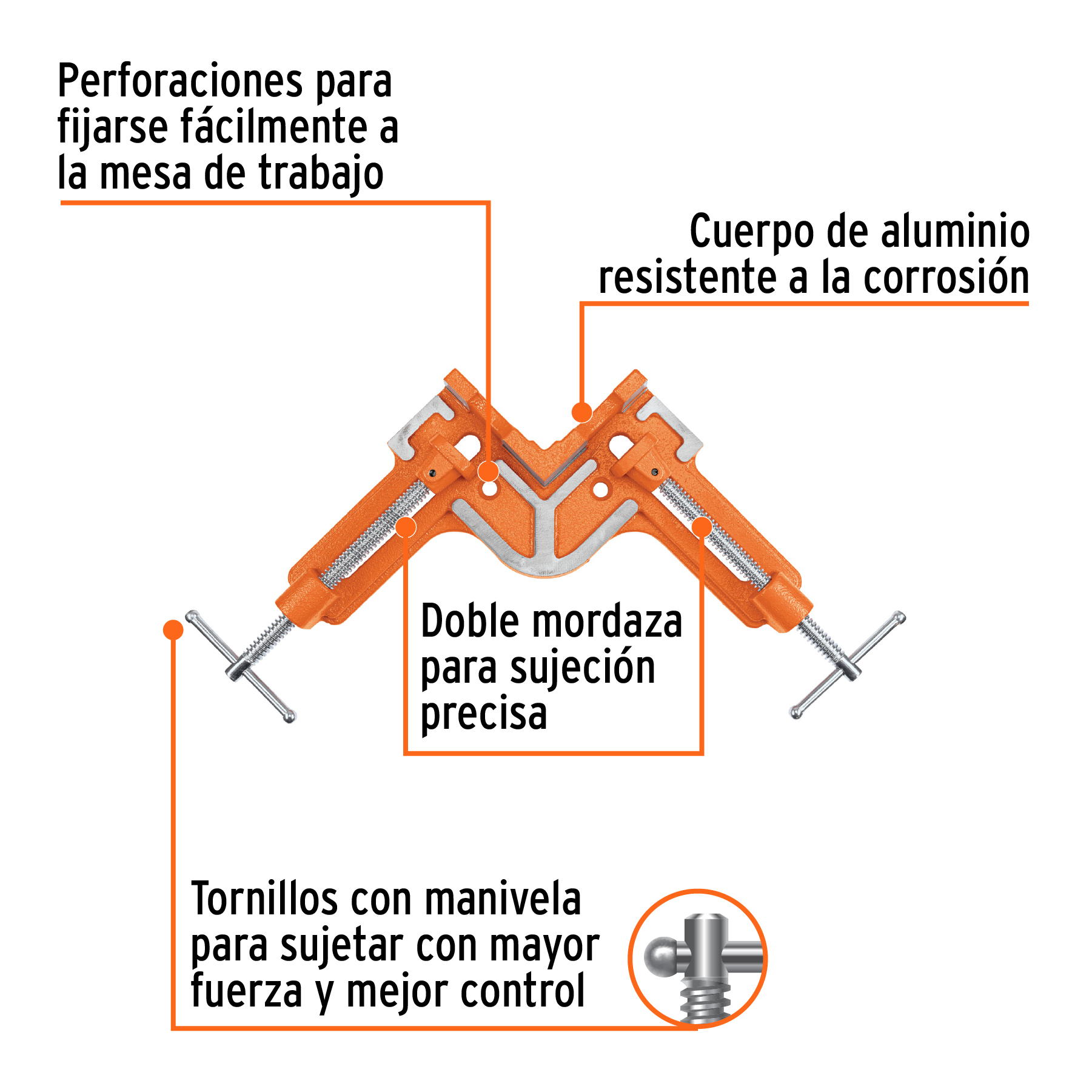 Prensa esquinera profesional 4-1/2", cuerpo de hierro,TRUPER TRUPER