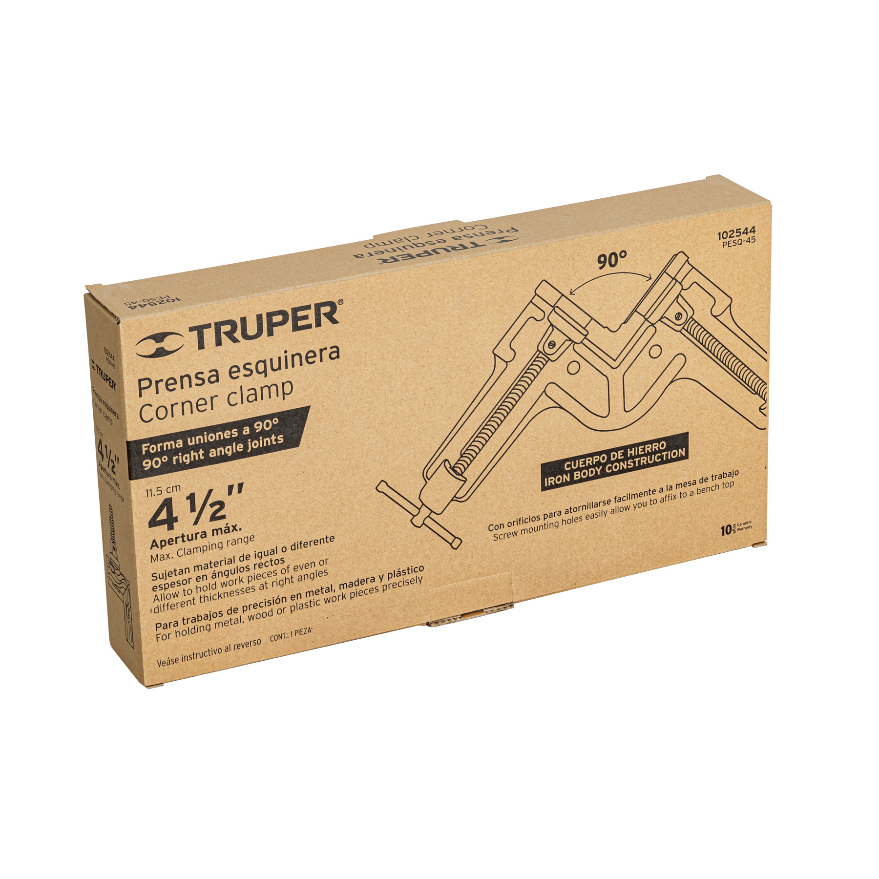 Prensa esquinera profesional 4-1/2", cuerpo de hierro,TRUPER TRUPER