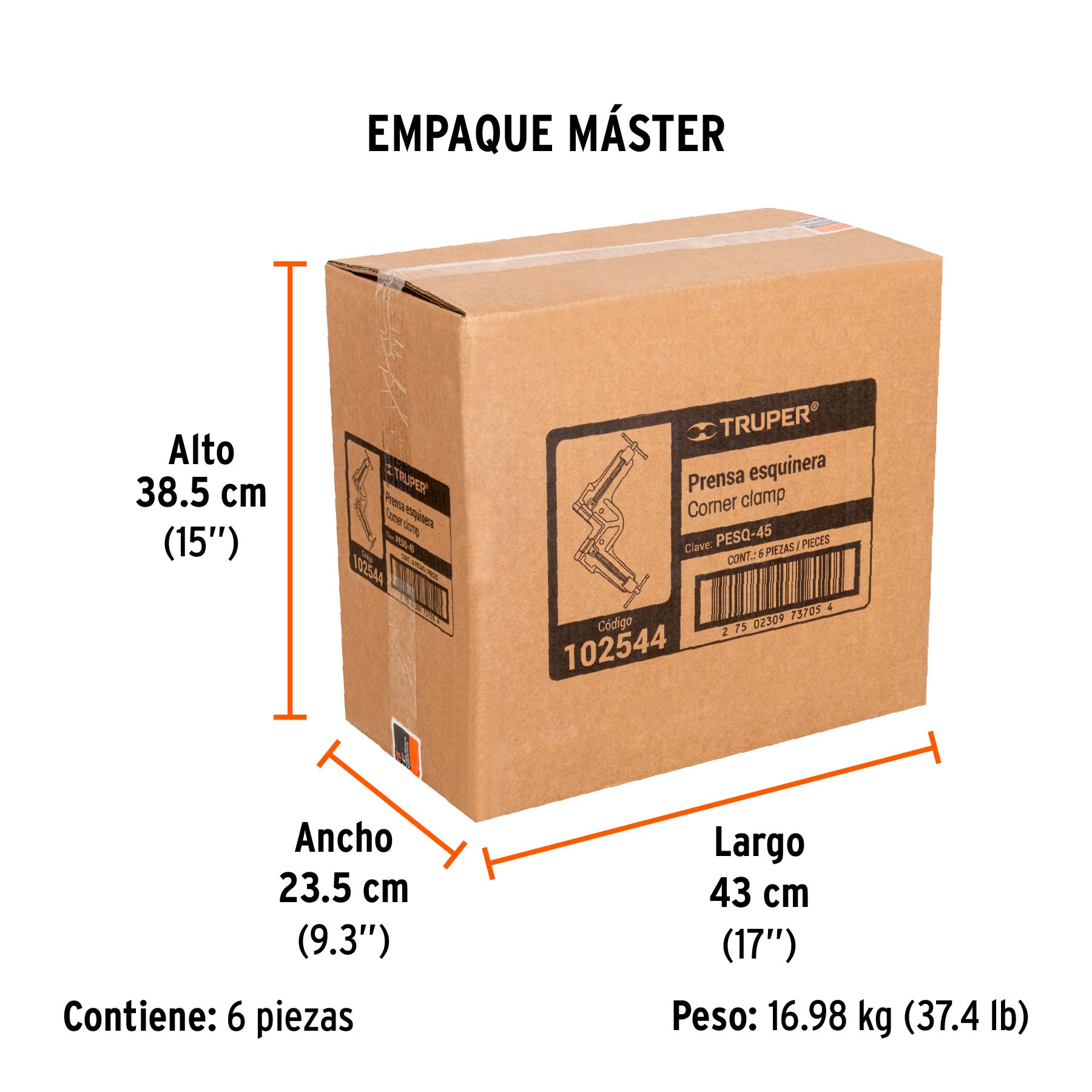 Prensa esquinera profesional 4-1/2", cuerpo de hierro,TRUPER TRUPER