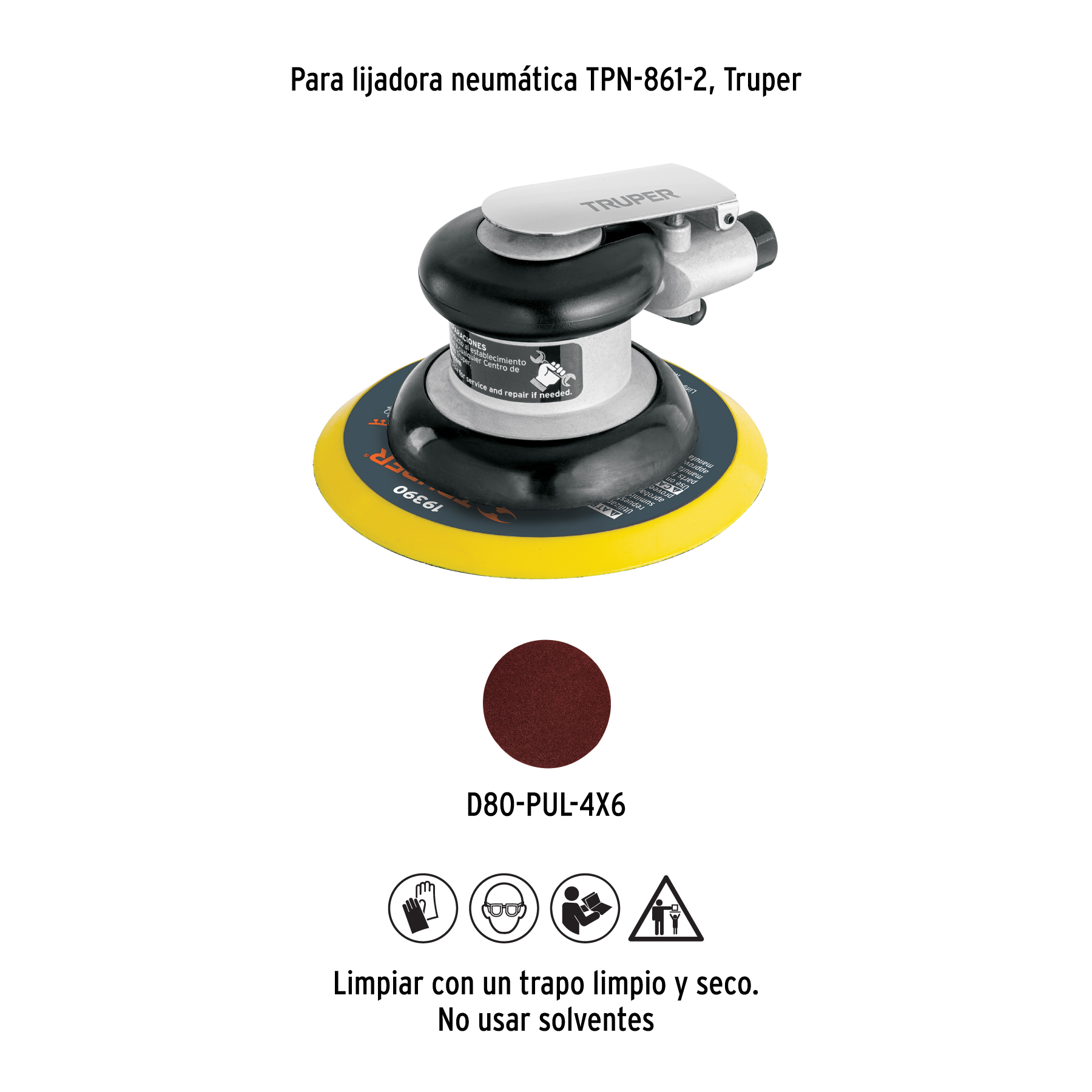 Pad de vinil para lijadora neumática TPN-861, TRUPER TRUPER