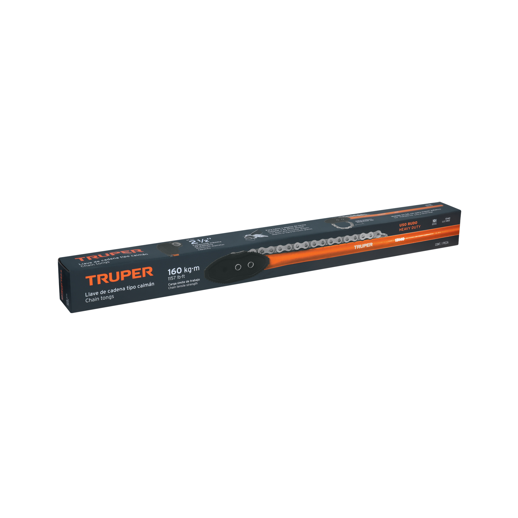 Llave de cadena tipo caimán uso pesado, mango de 28", TRUPER TRUPER